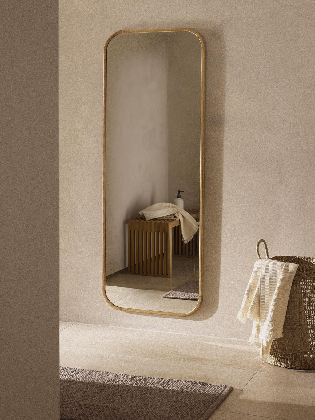Levan Full-Length Wall Mirror with Oak Wood Frame