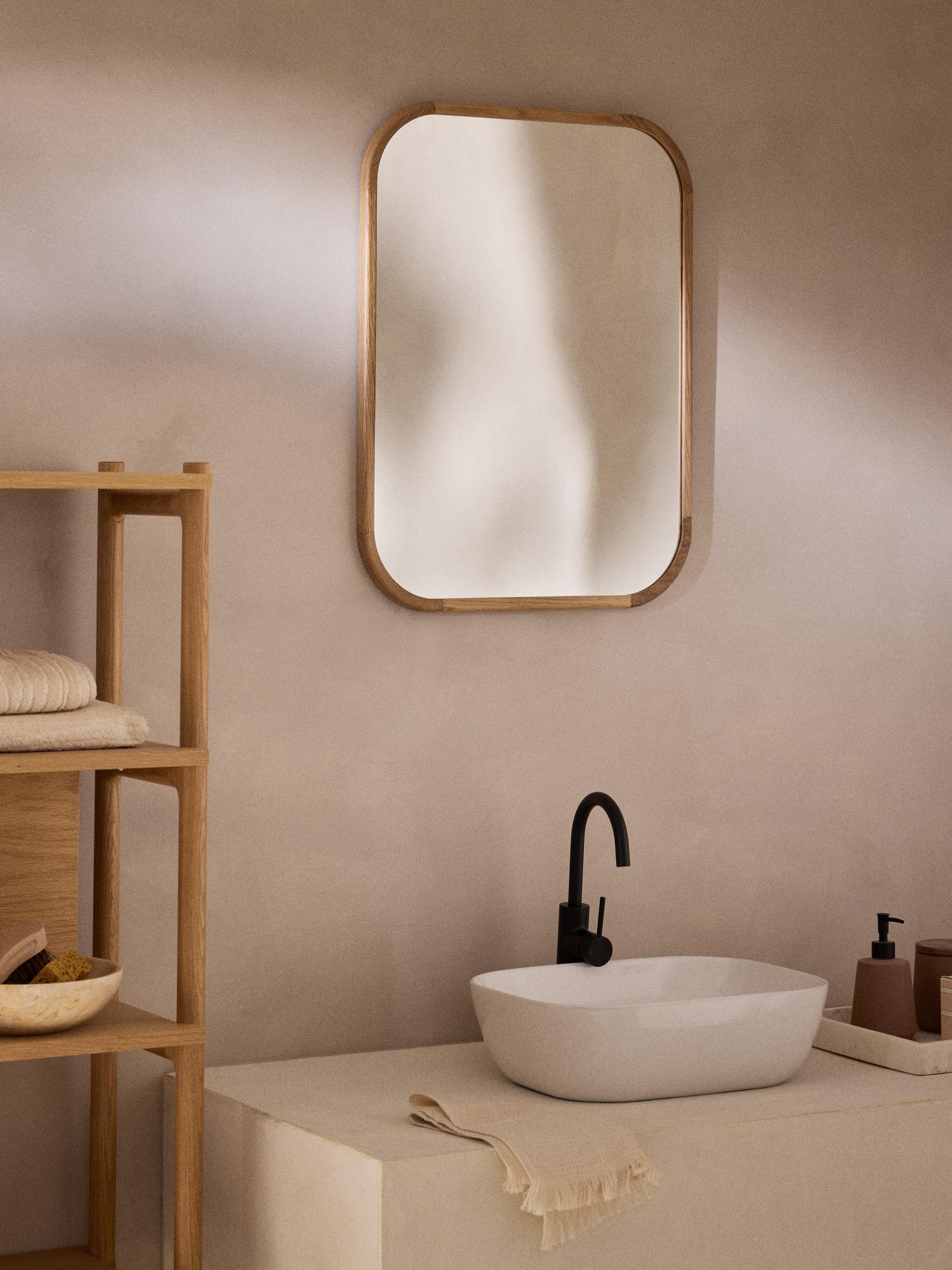 Levan Wall Mirror with Oak Wood Frame