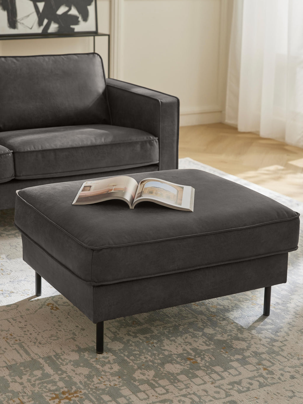 Hunter Leather Ottoman