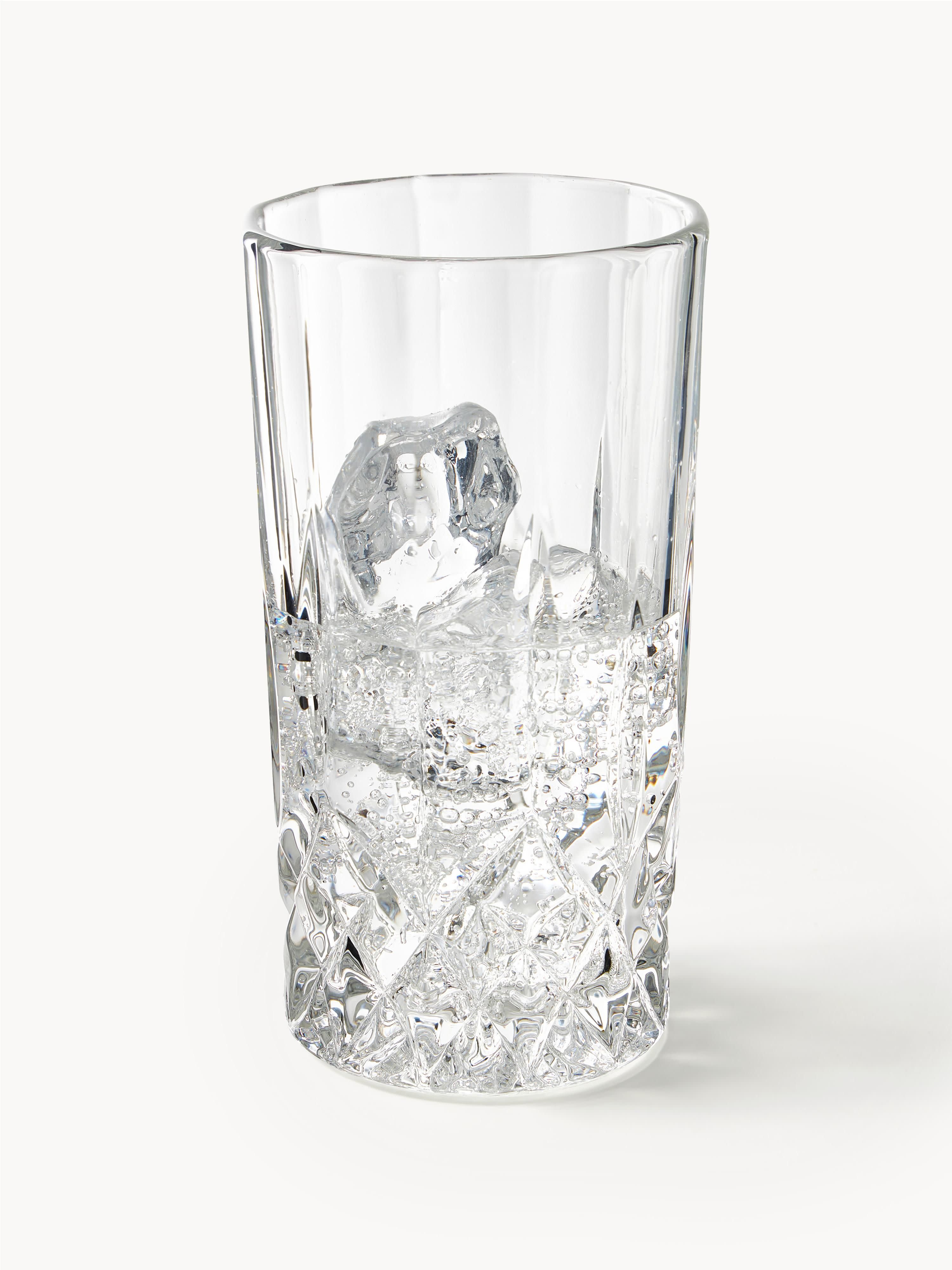 George Whisky & Highball Glasses with Embossed Pattern, Set of 8