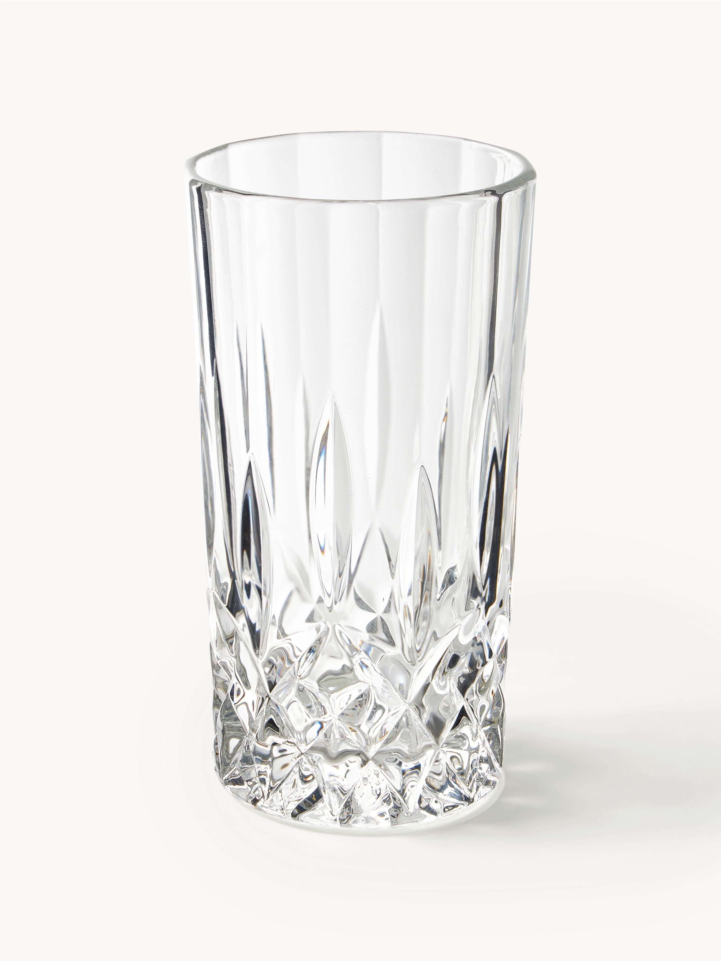 George Whisky & Highball Glasses with Embossed Pattern, Set of 8