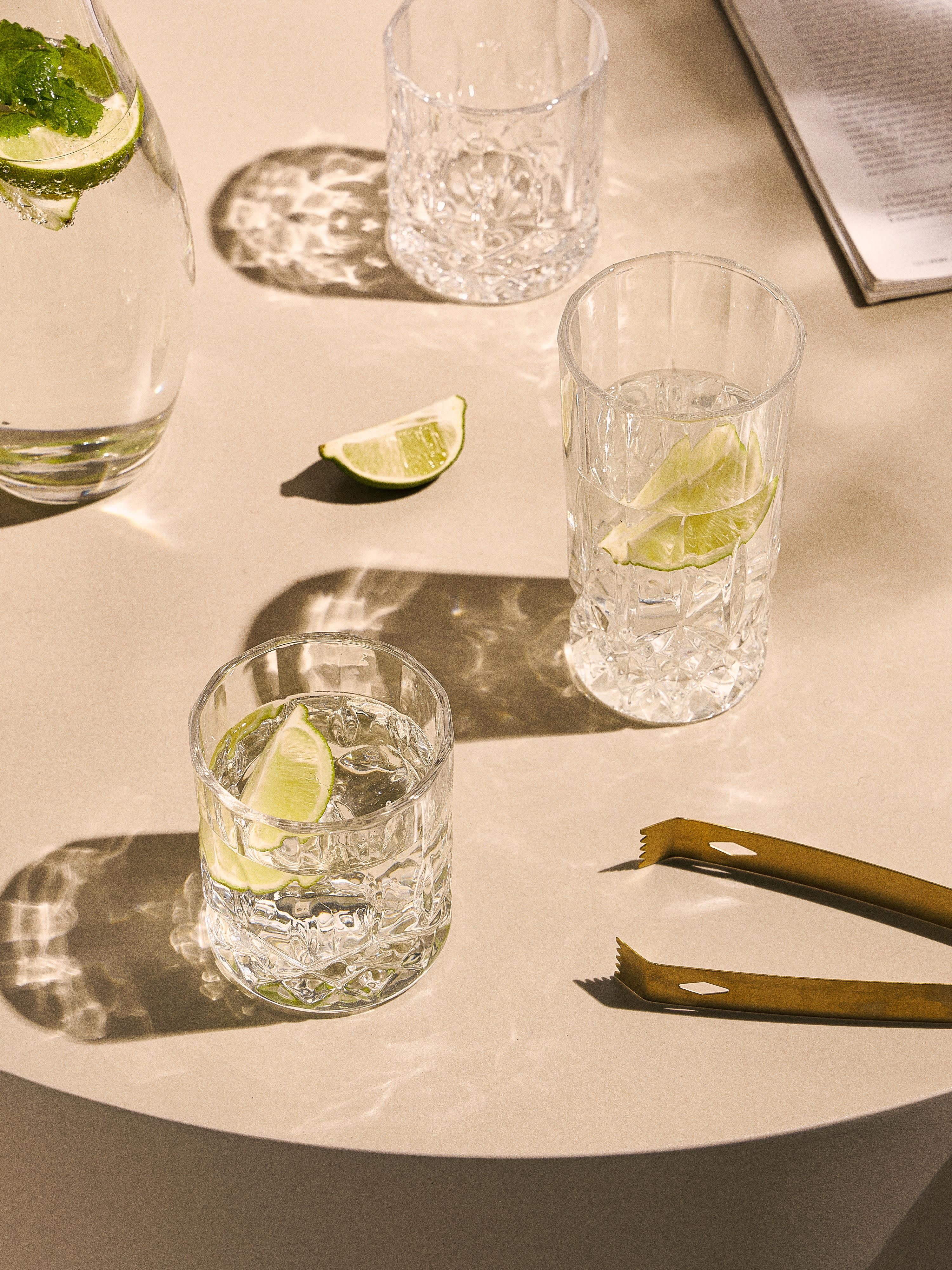 George Whisky & Highball Glasses with Embossed Pattern, Set of 8