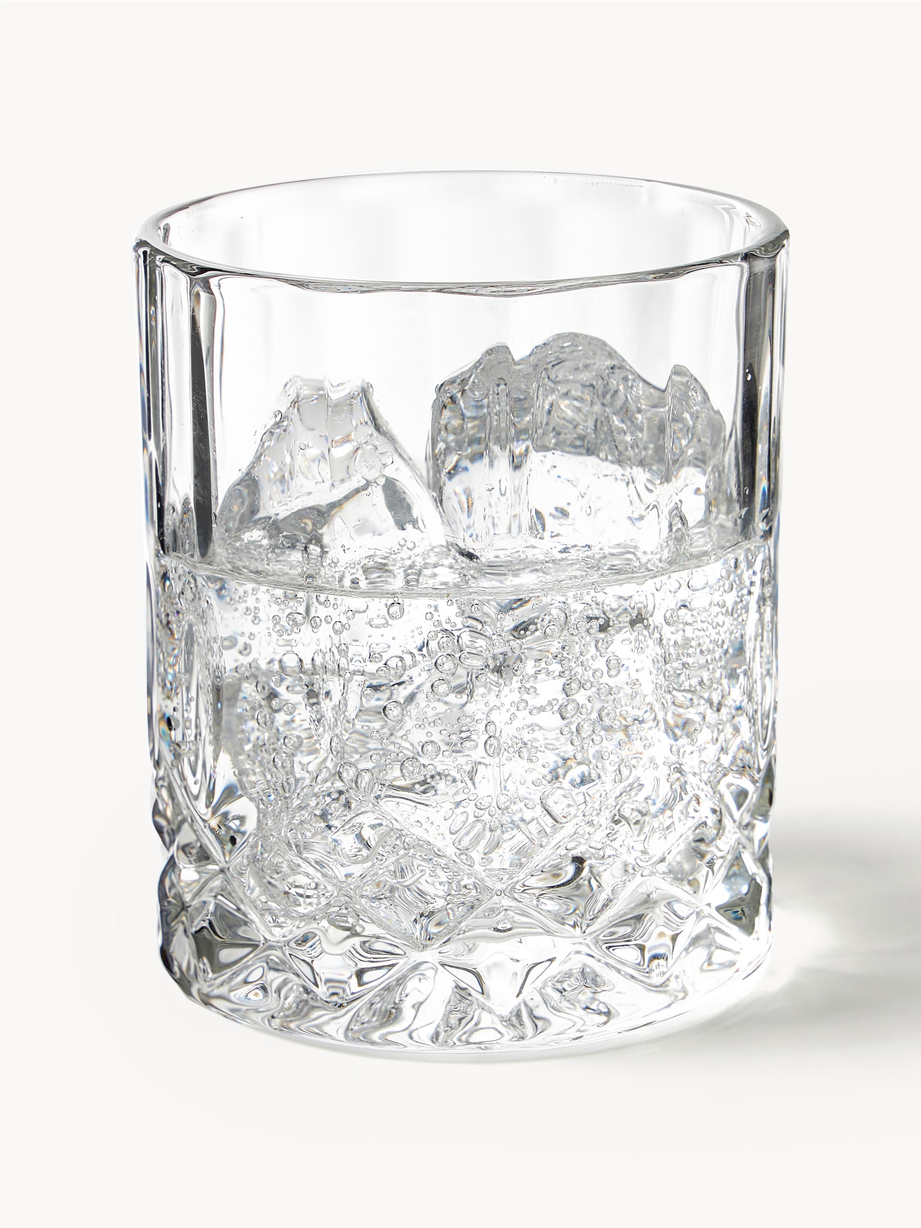 George Whisky & Highball Glasses with Embossed Pattern, Set of 8