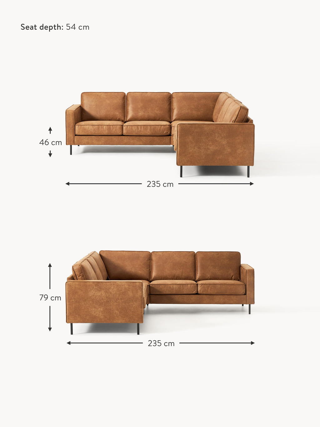 Hunter Leather Corner Sofa (4-seater)