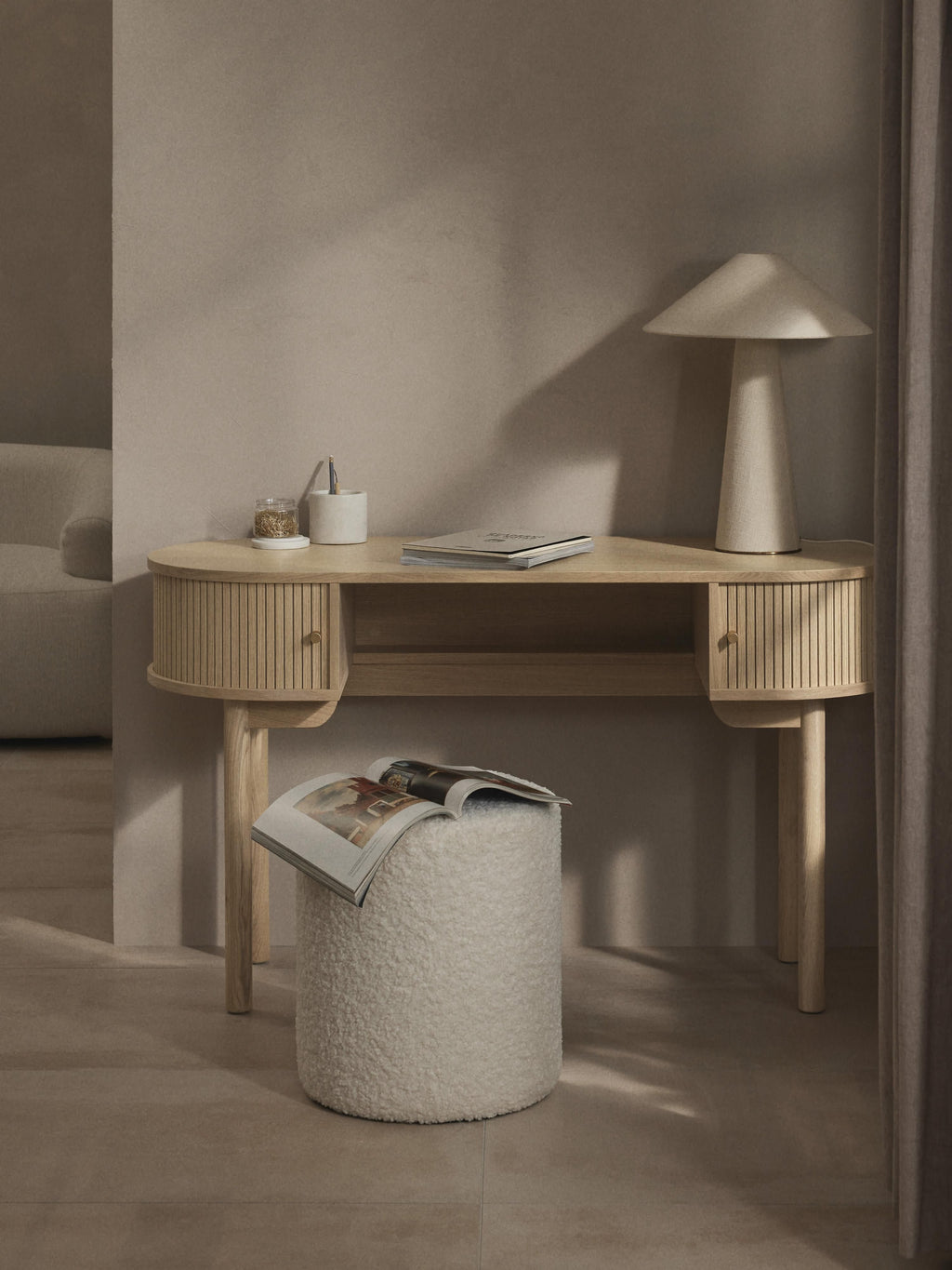 Calary Desk with Fluted Front