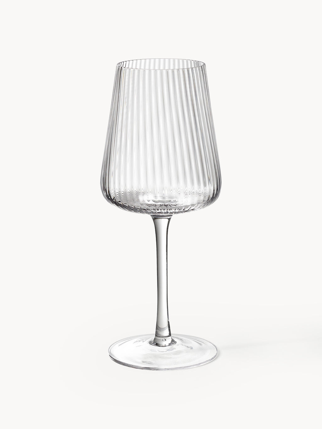 Cami Handmade White Wine Glasses with Embossed Pattern, Set of 4