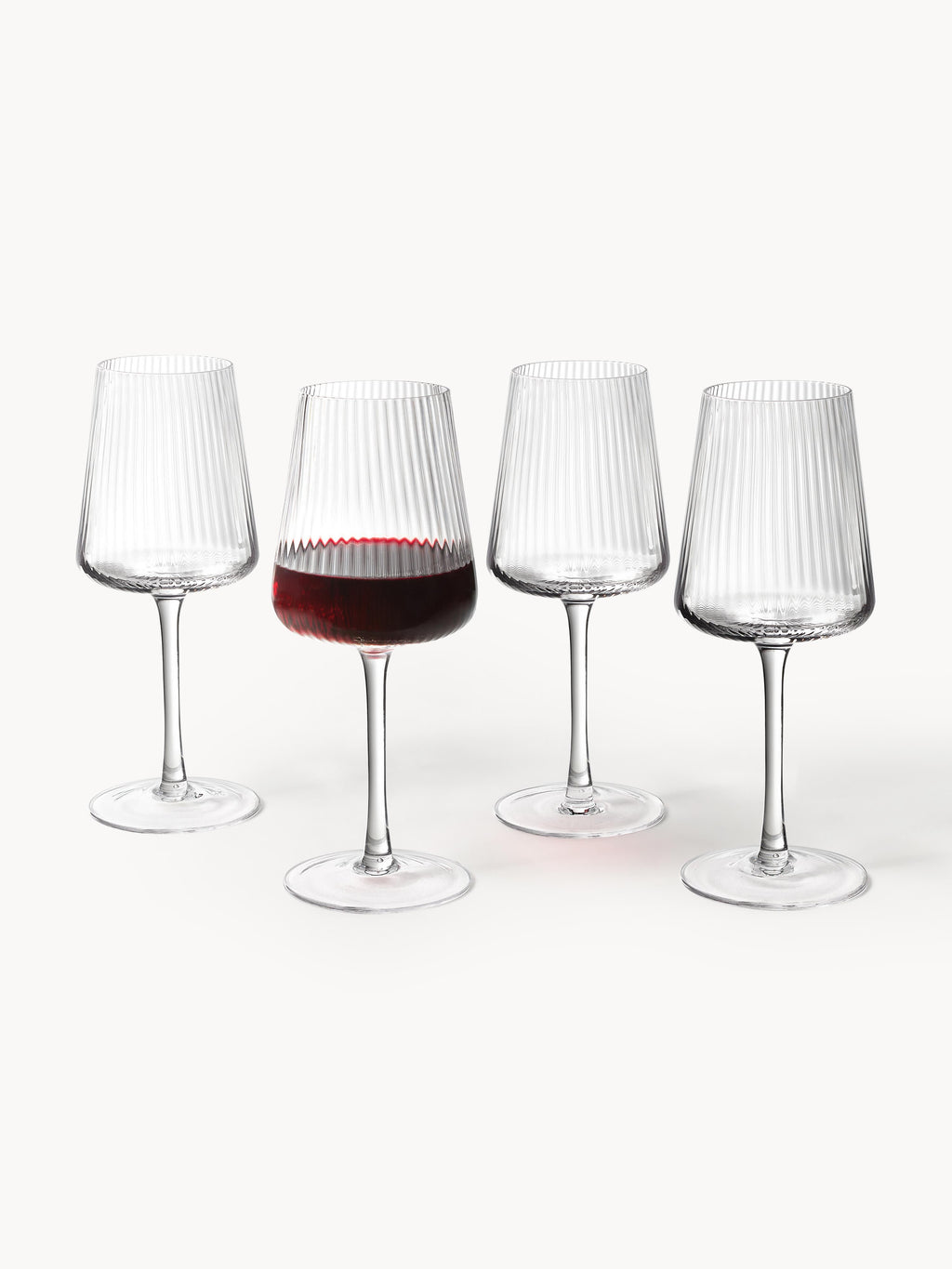 Cami Handmade White Wine Glasses with Embossed Pattern, Set of 4
