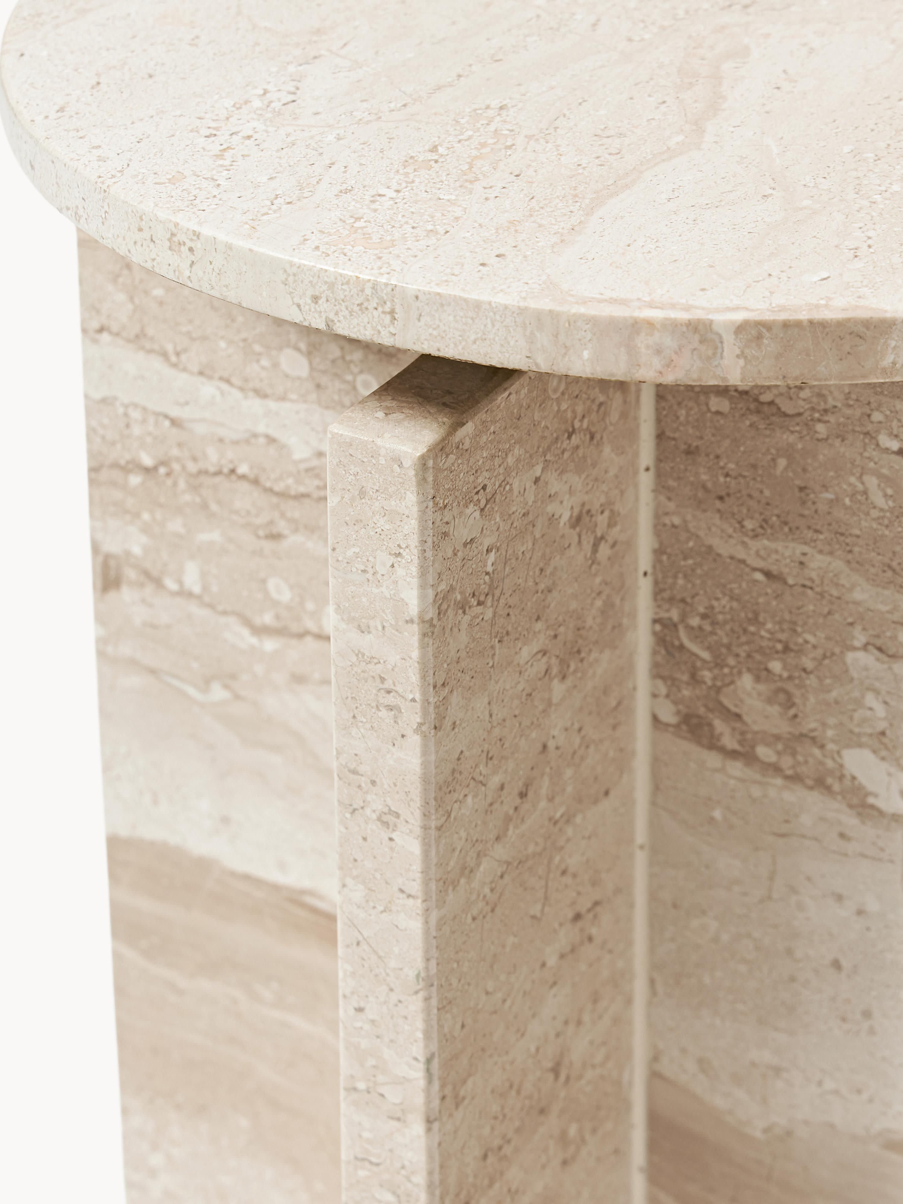 Marisa Round Travertine Side Table