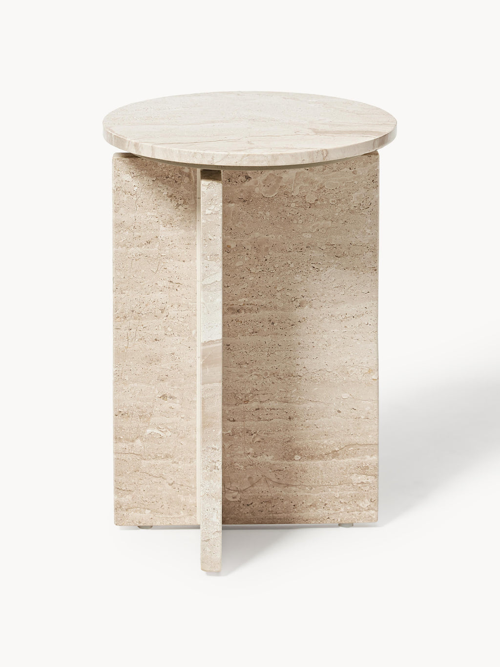 Marisa Round Travertine Side Table