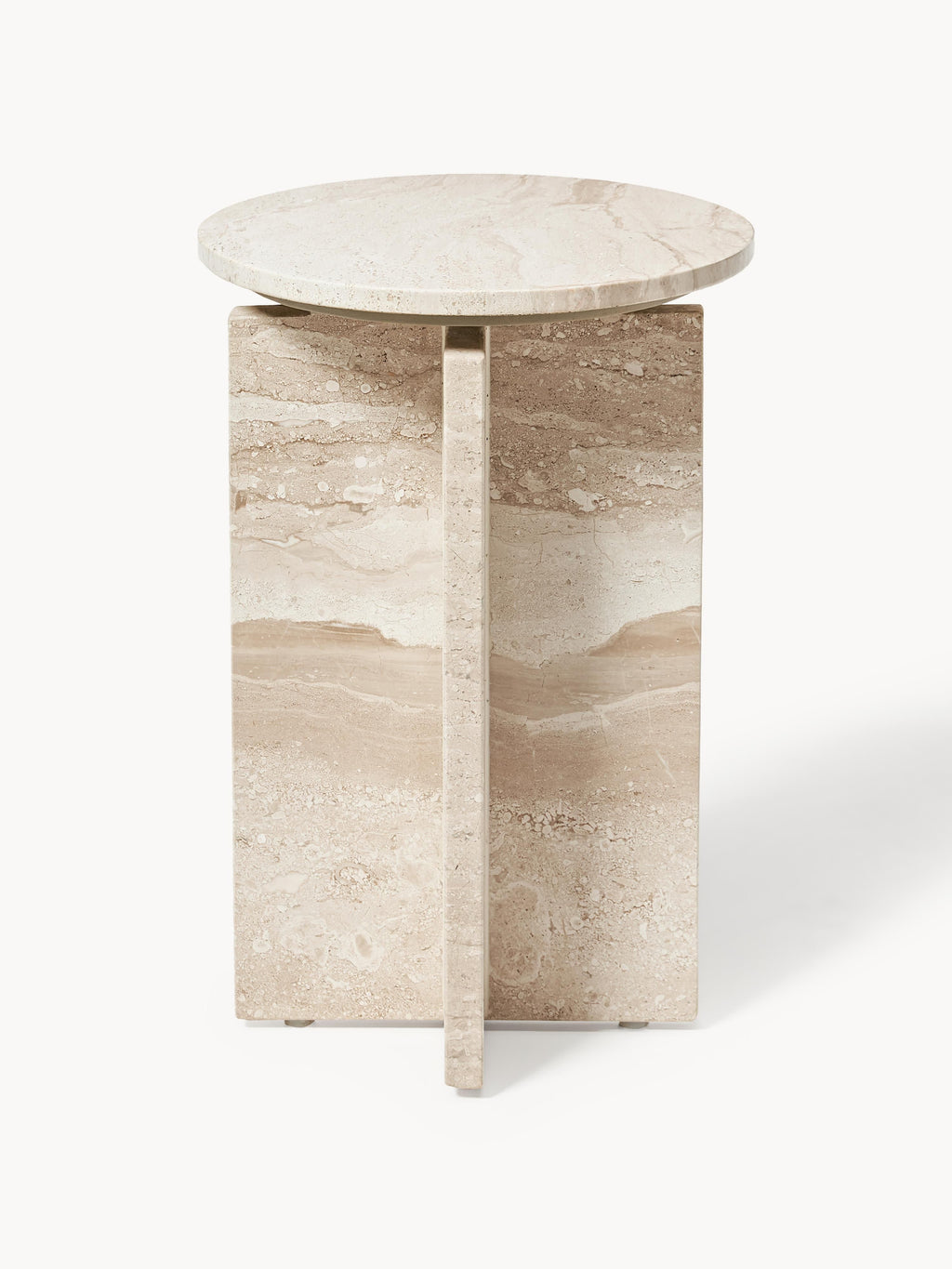 Marisa Round Travertine Side Table