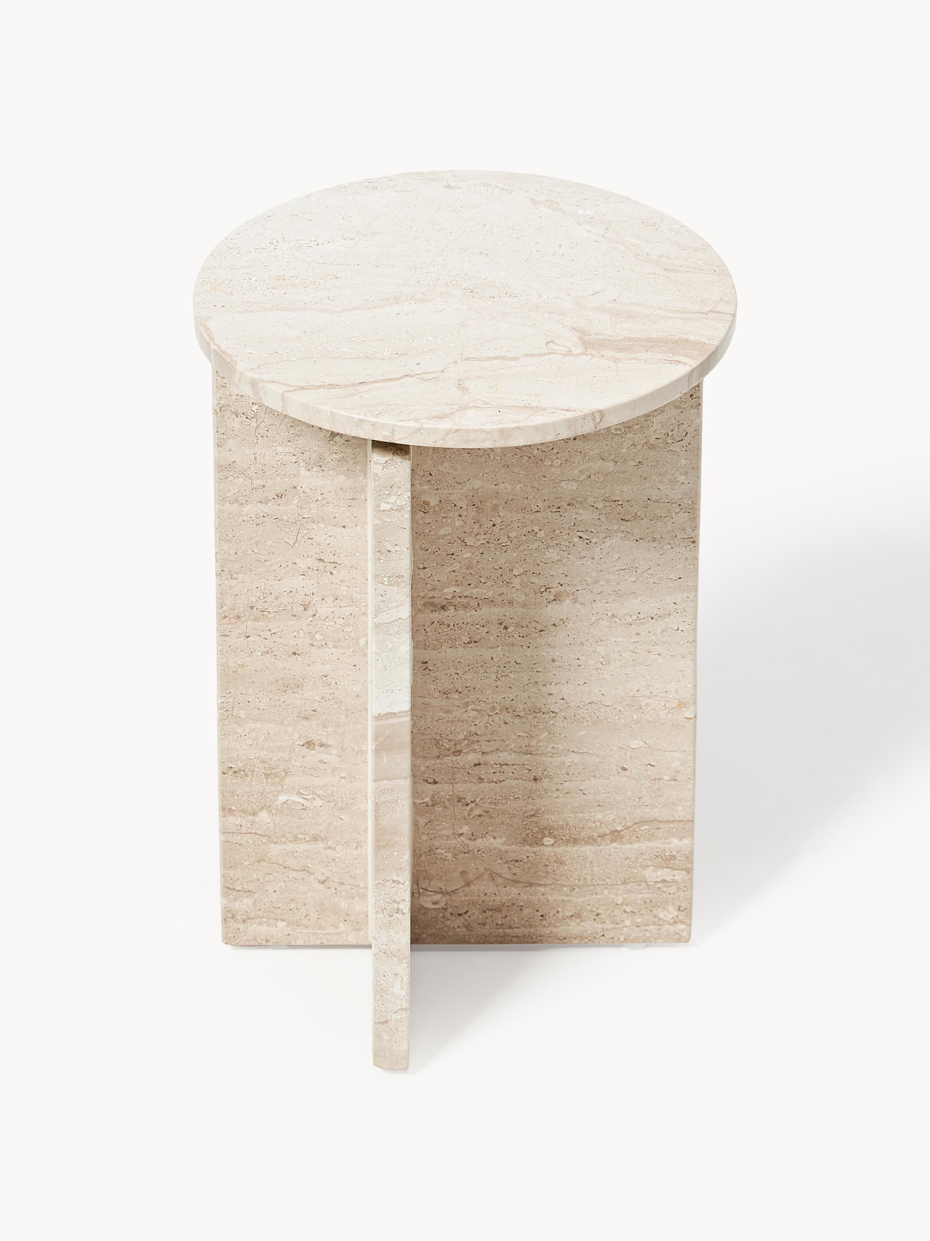 Marisa Round Travertine Side Table