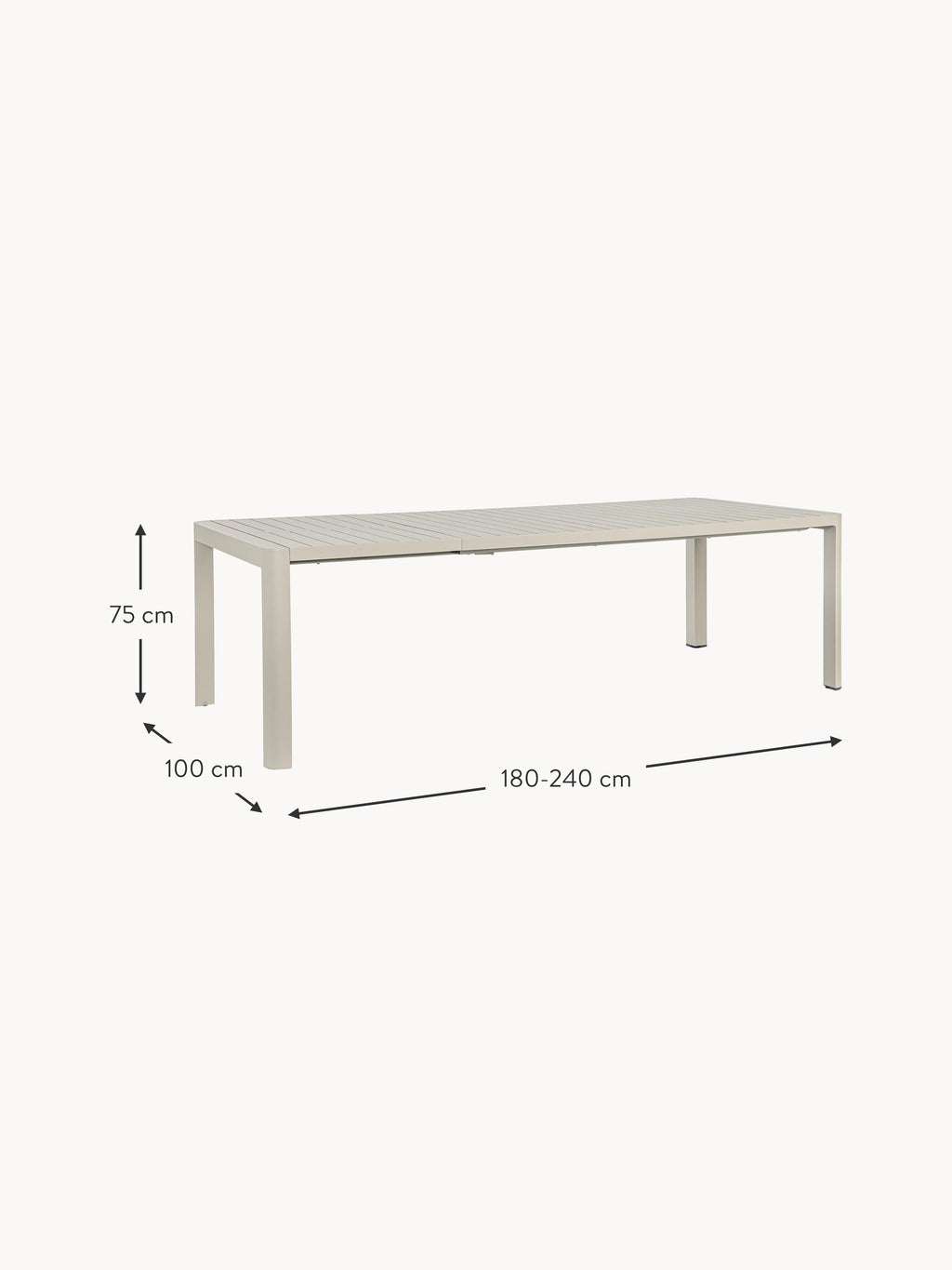 Kiplin Extendable Garden Table, 180 - 240 x 100 cm