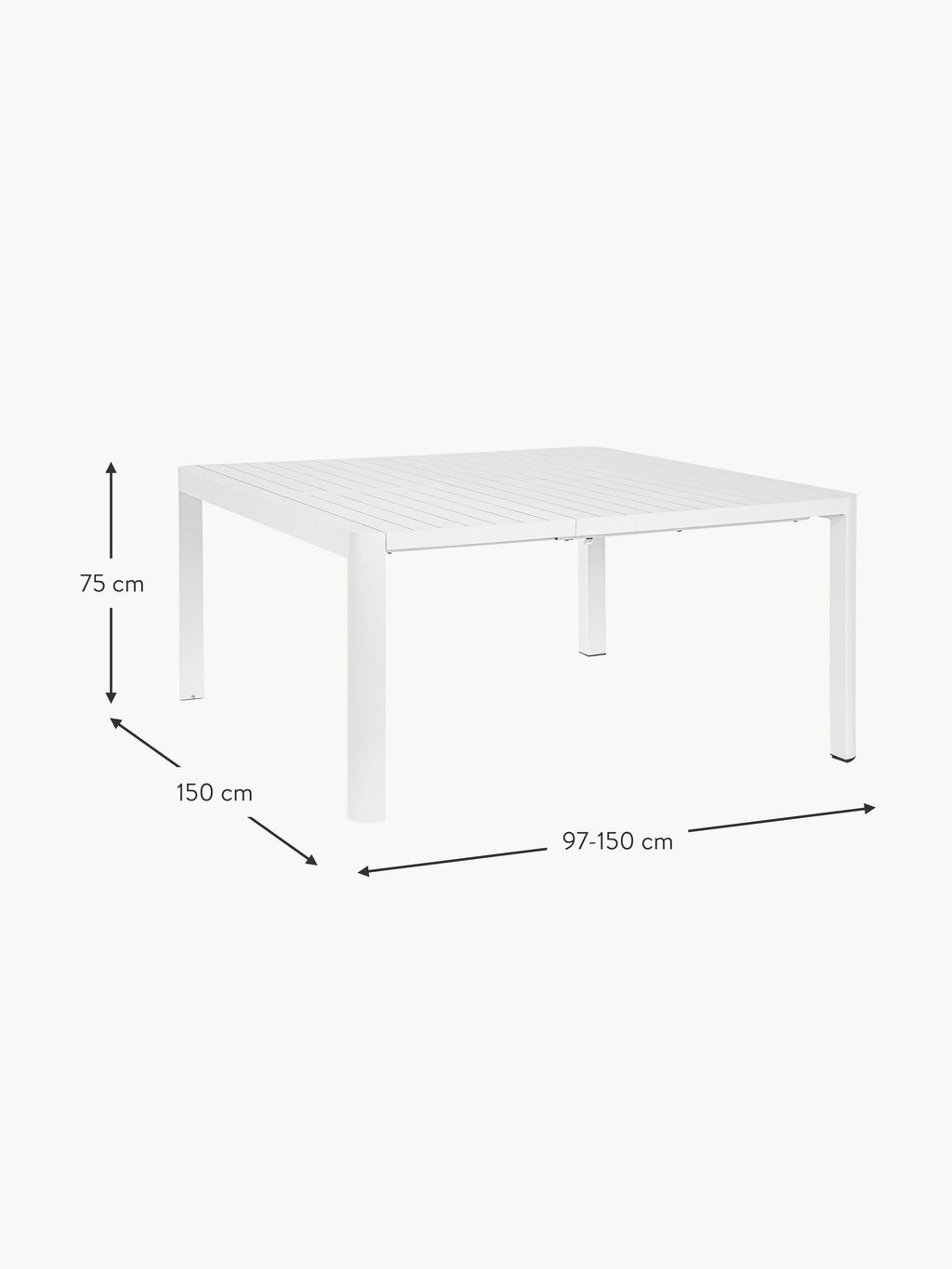 Kiplin Extendable Garden Table, 97 - 150 x 150 cm