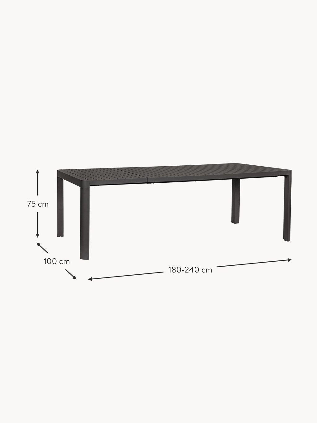 Kiplin Extendable Garden Table, 180 - 240 x 100 cm