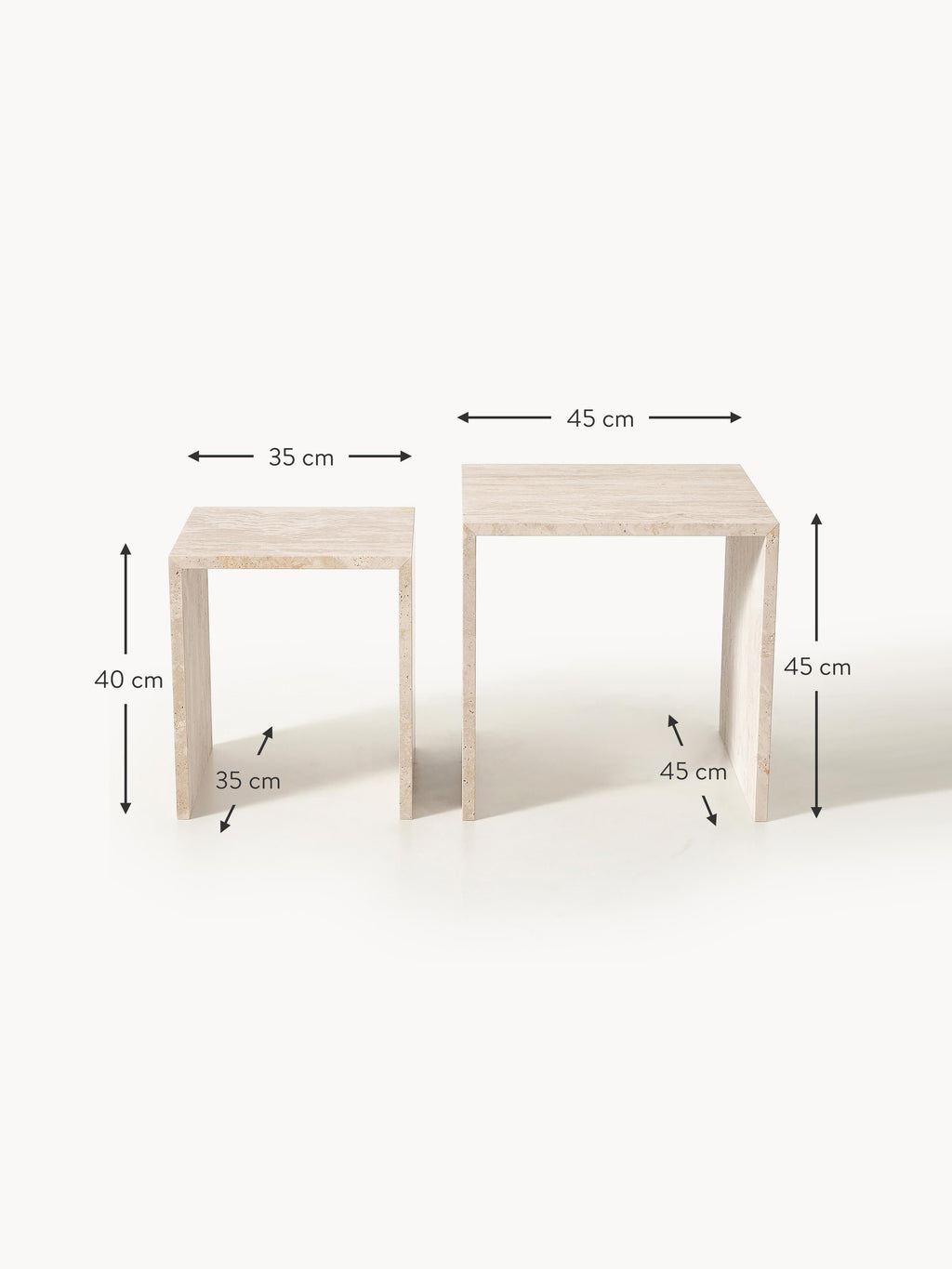 Varu Travertine Side Tables, Set of 2