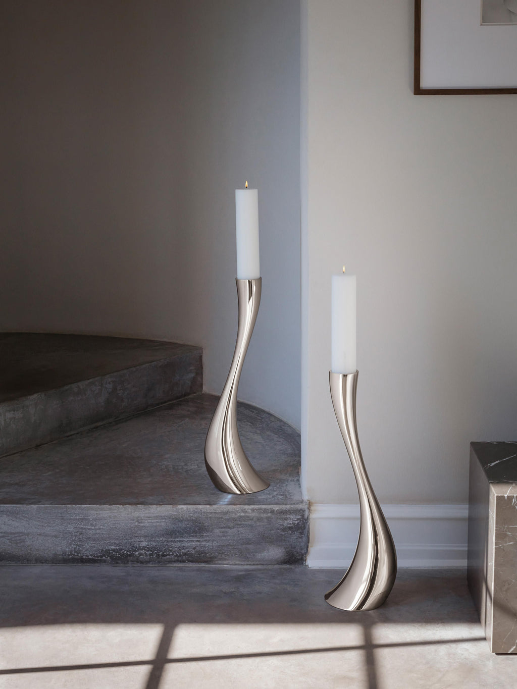 Cobra Stainless Steel Candle Holder in An Organic Shape, H 60 cm