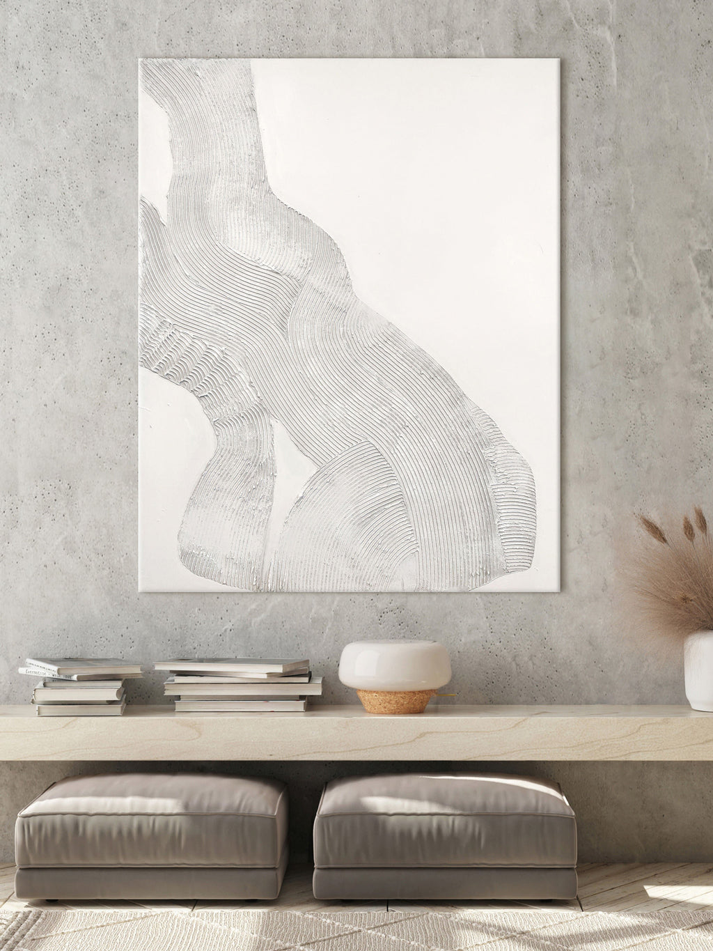 Hand-Painted Canvas Art White Sculpture 1
