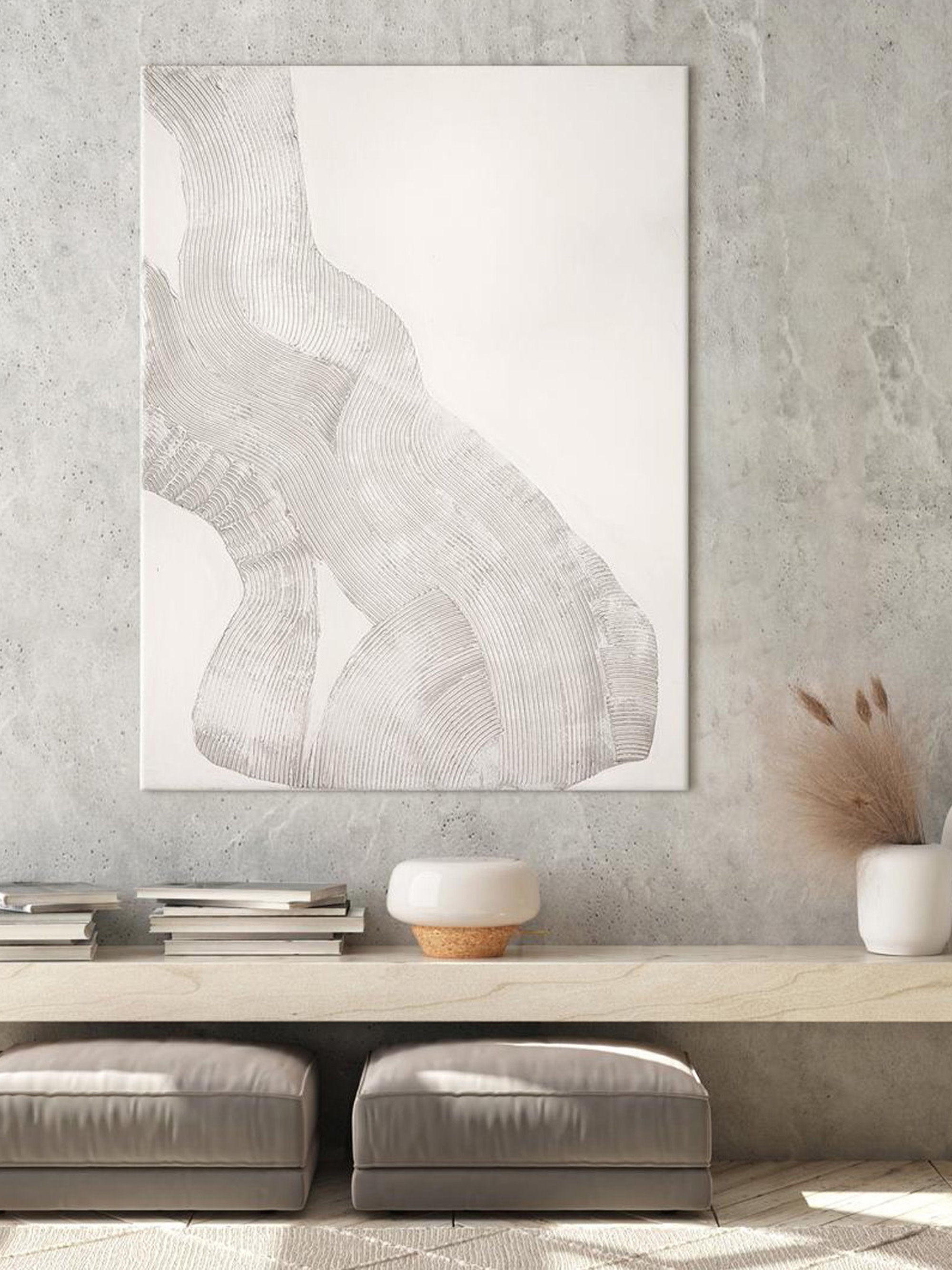 Hand-Painted Canvas Art White Sculpture 1