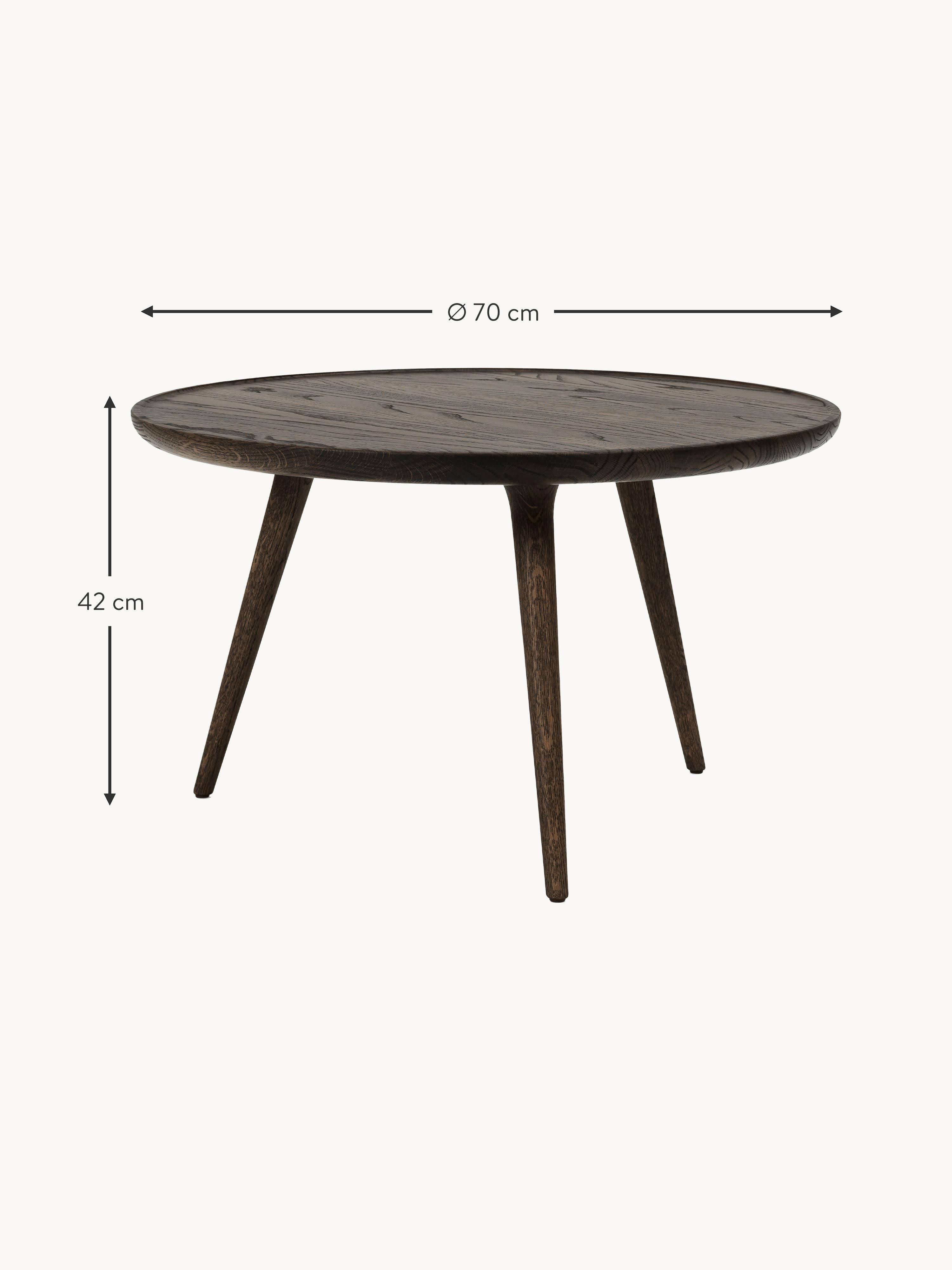 Accent Round Oak Wood Coffee Table, Handmade