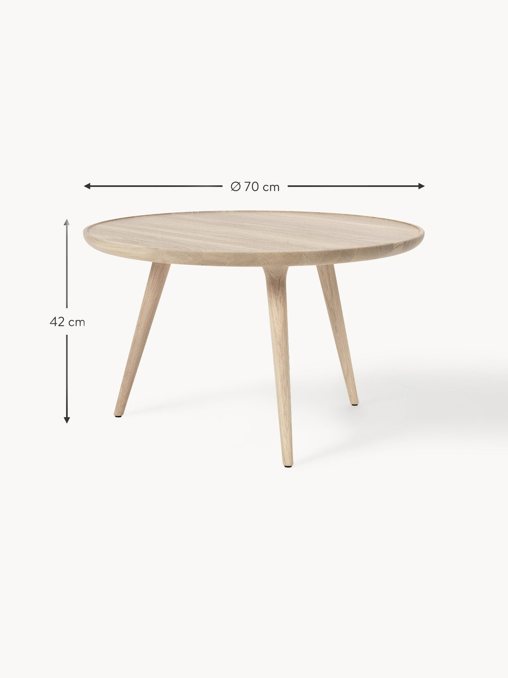 Accent Round Oak Wood Coffee Table, Handmade