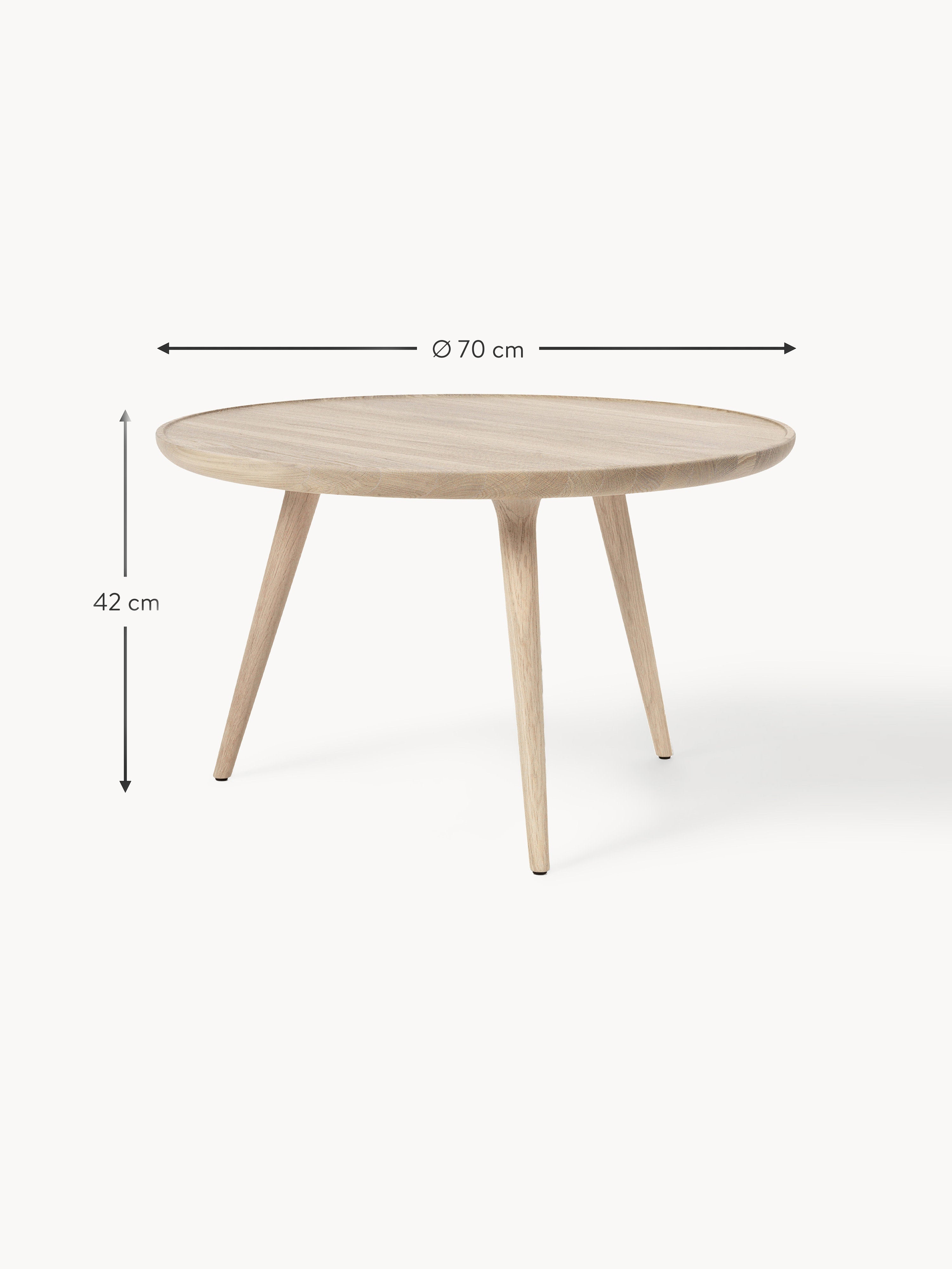 Accent Round Oak Wood Coffee Table, Handmade