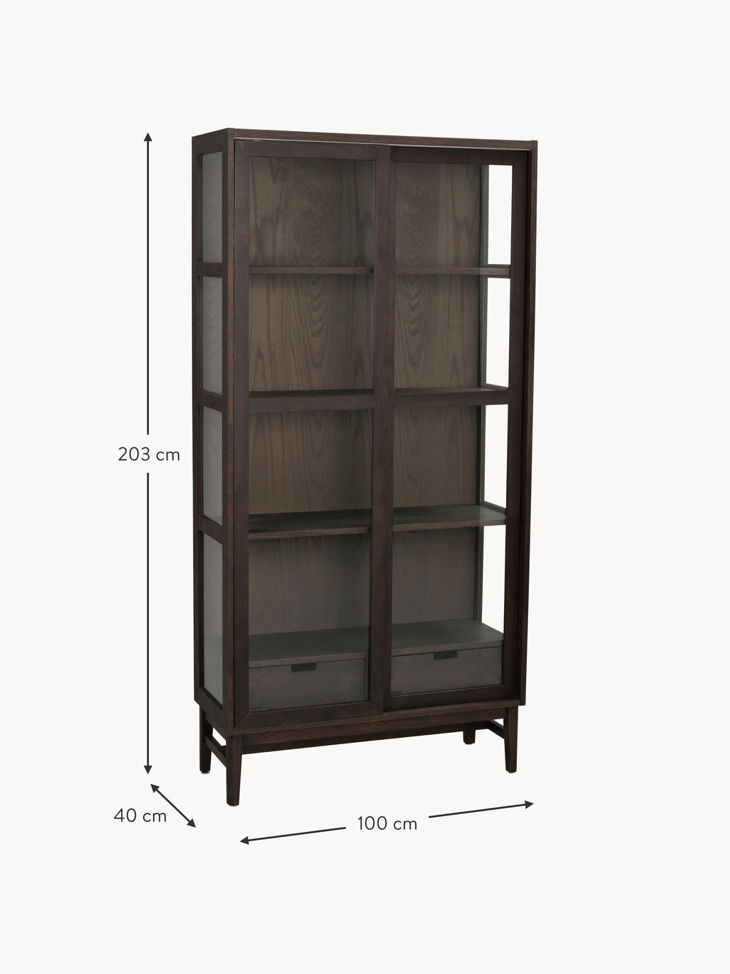 Hazelton Wooden Display Cabinet with Sliding Doors