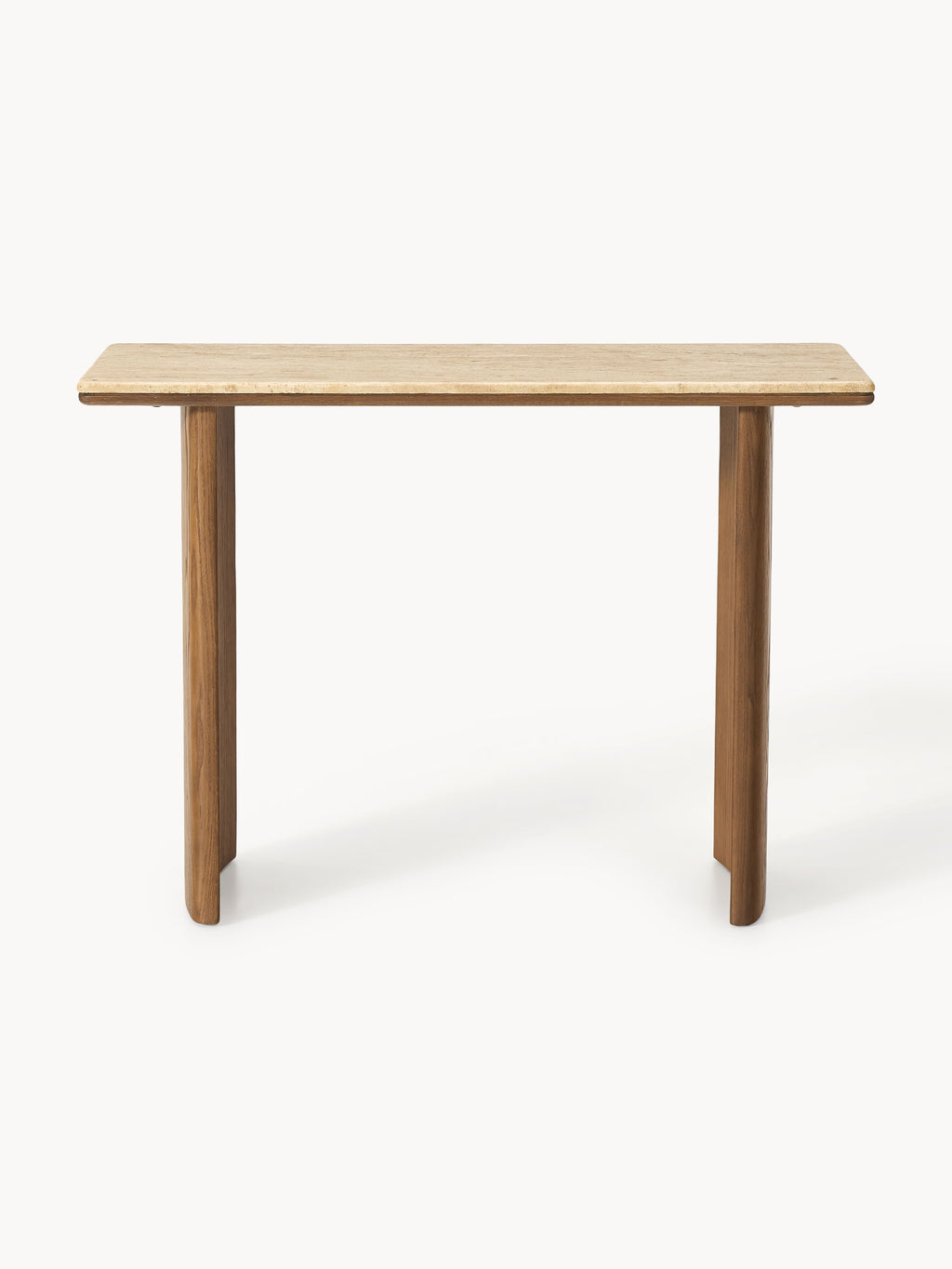 Chandler Oak Wood Console Table with Travertine Table Top