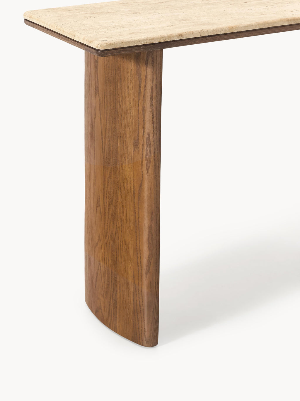 Chandler Oak Wood Console Table with Travertine Table Top