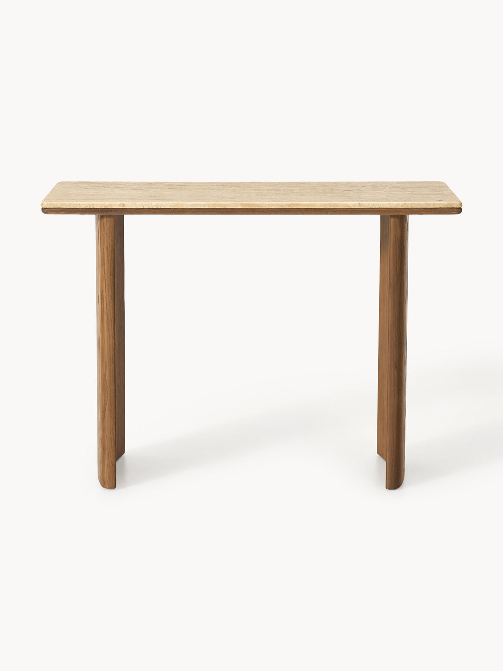 Chandler Oak Wood Console Table with Travertine Table Top