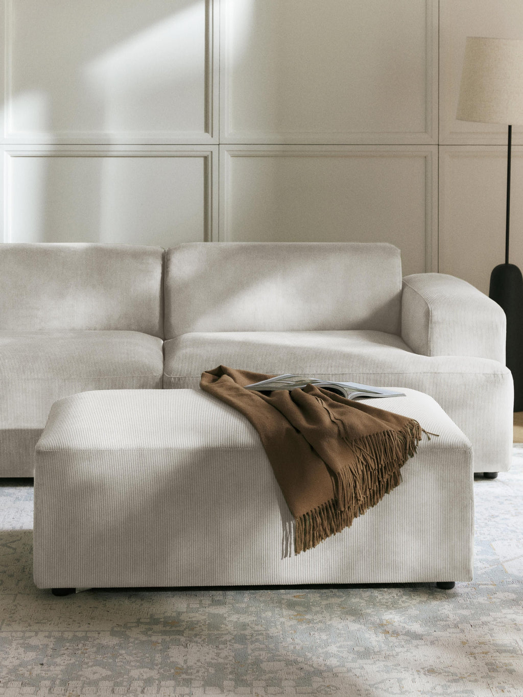 Melva Corduroy XL Ottoman, W 116 x D 72 cm