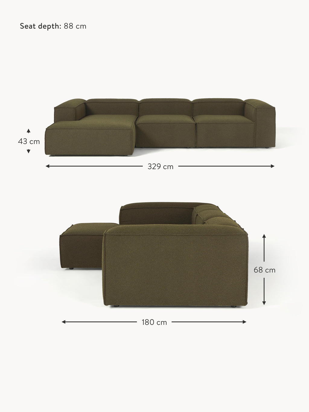 Lennon Bouclé Modular Corner Sofa (4-seater)