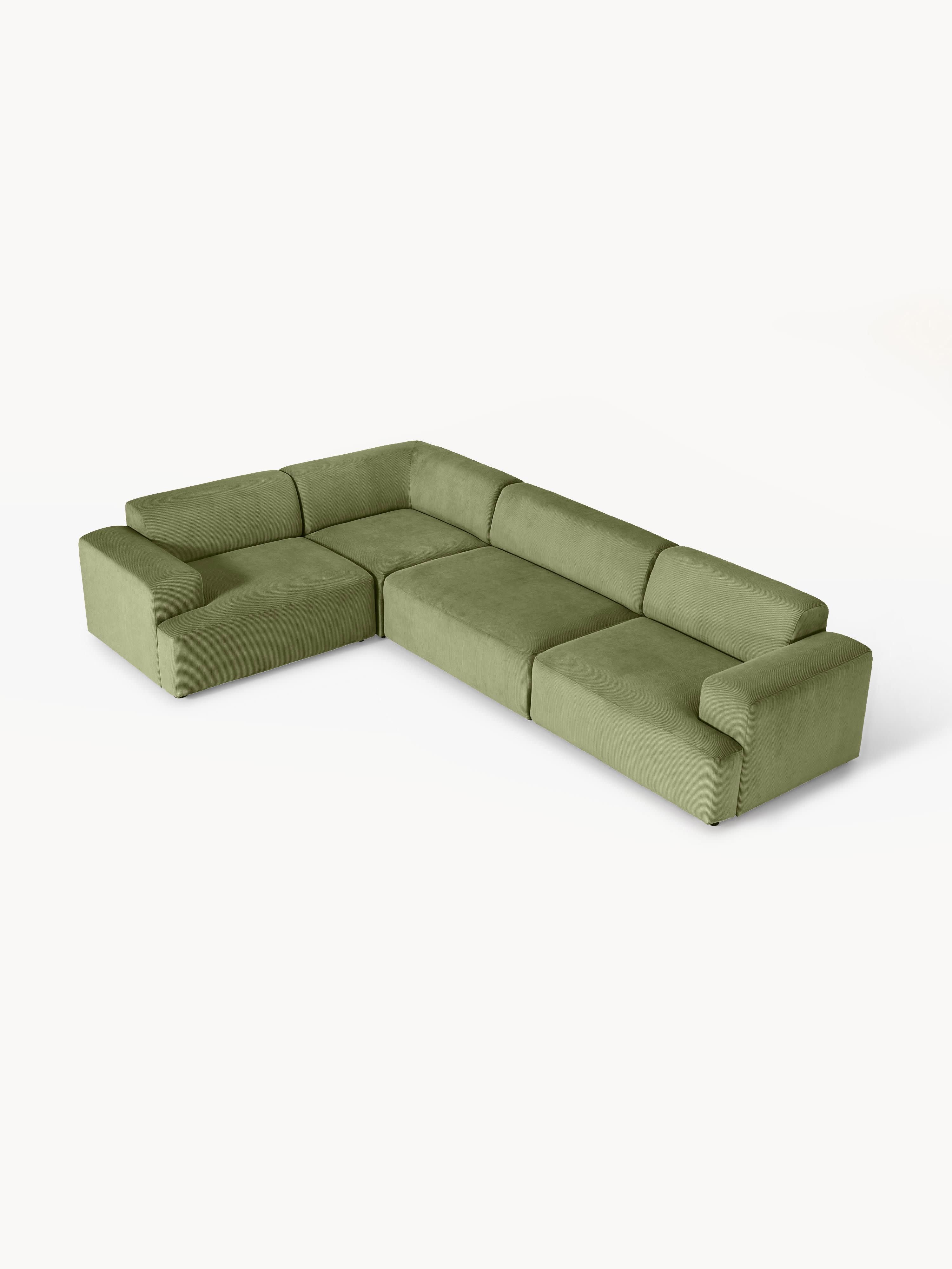 Melva Large Corduroy Corner Sofa (4-seater)