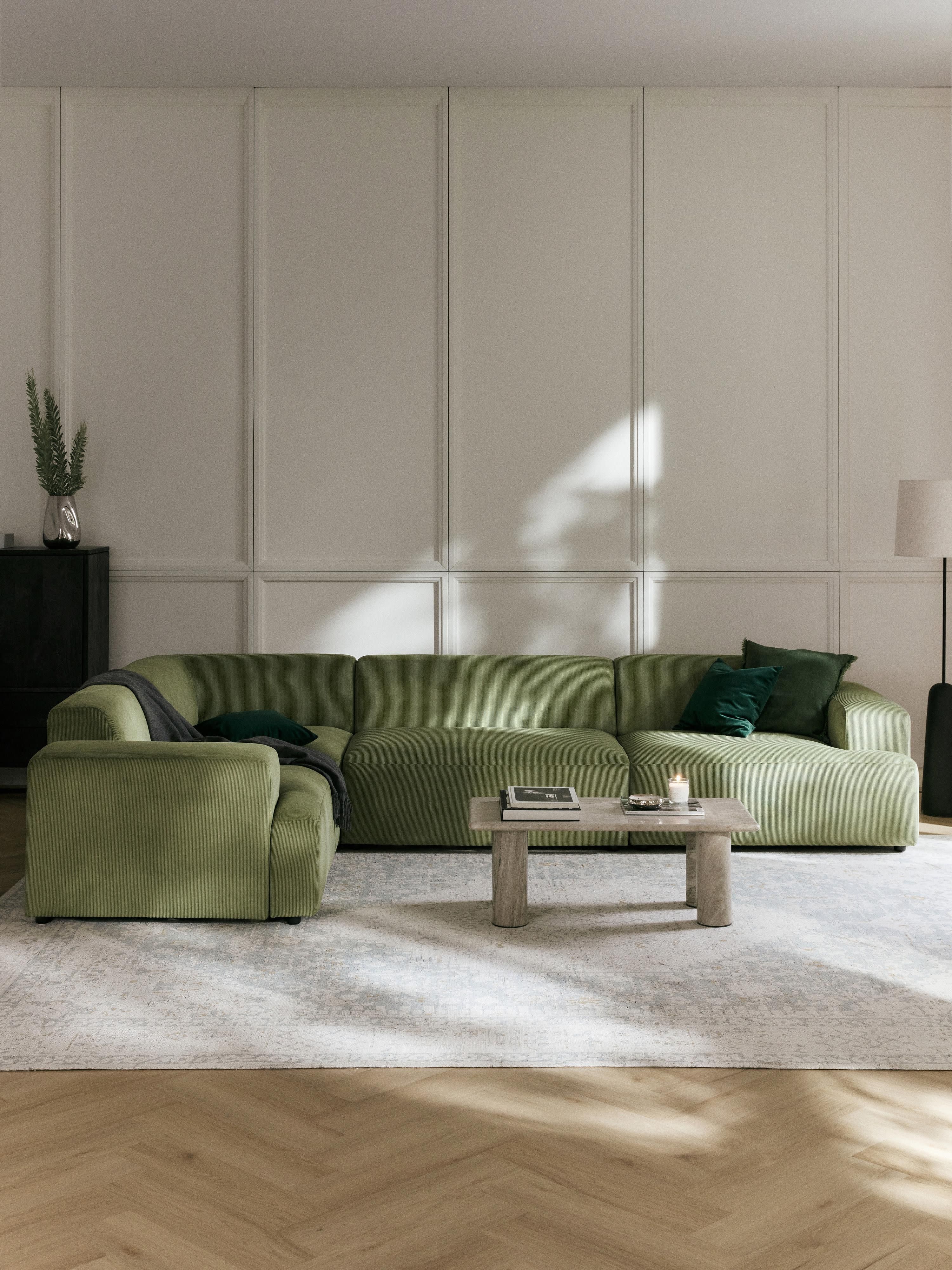 Melva Large Corduroy Corner Sofa (4-seater)