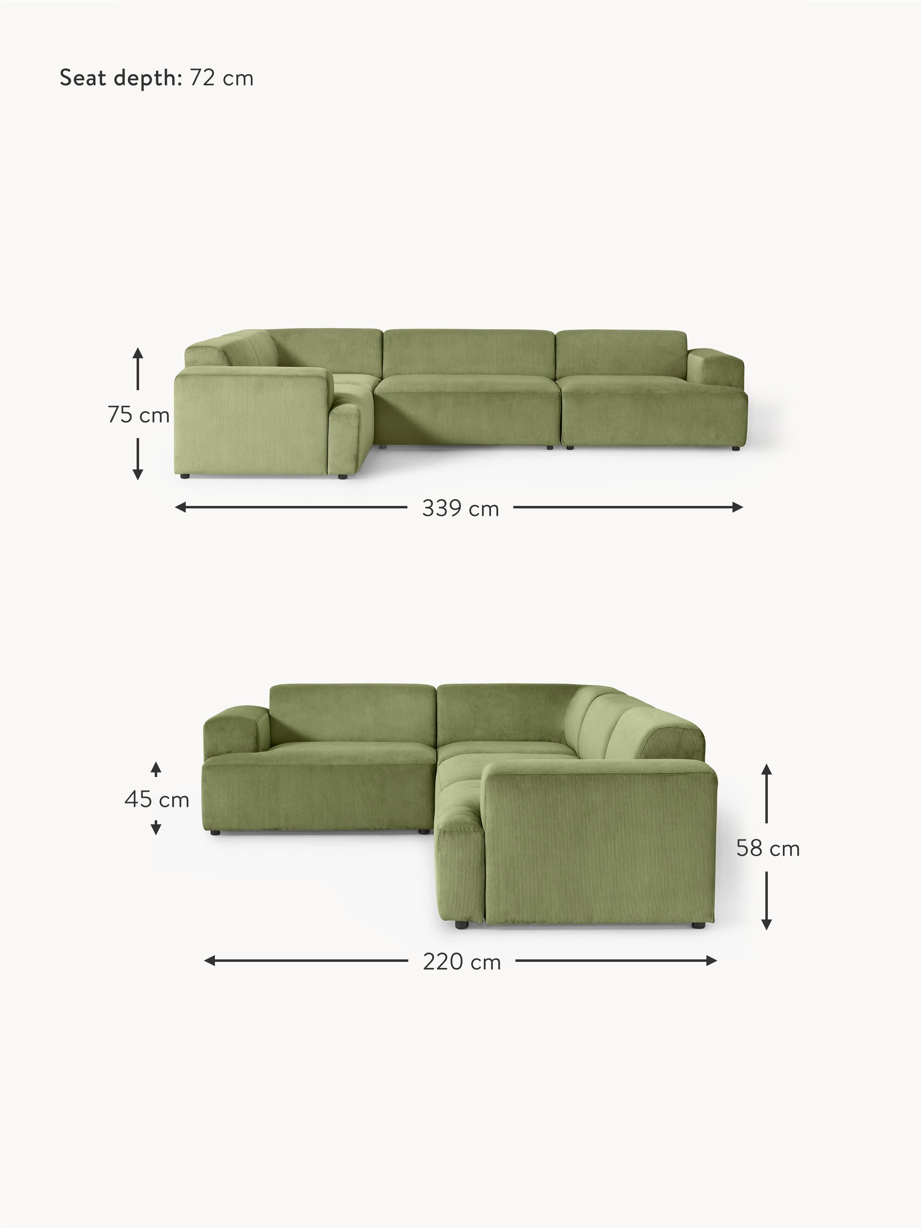 Melva Large Corduroy Corner Sofa (4-seater)