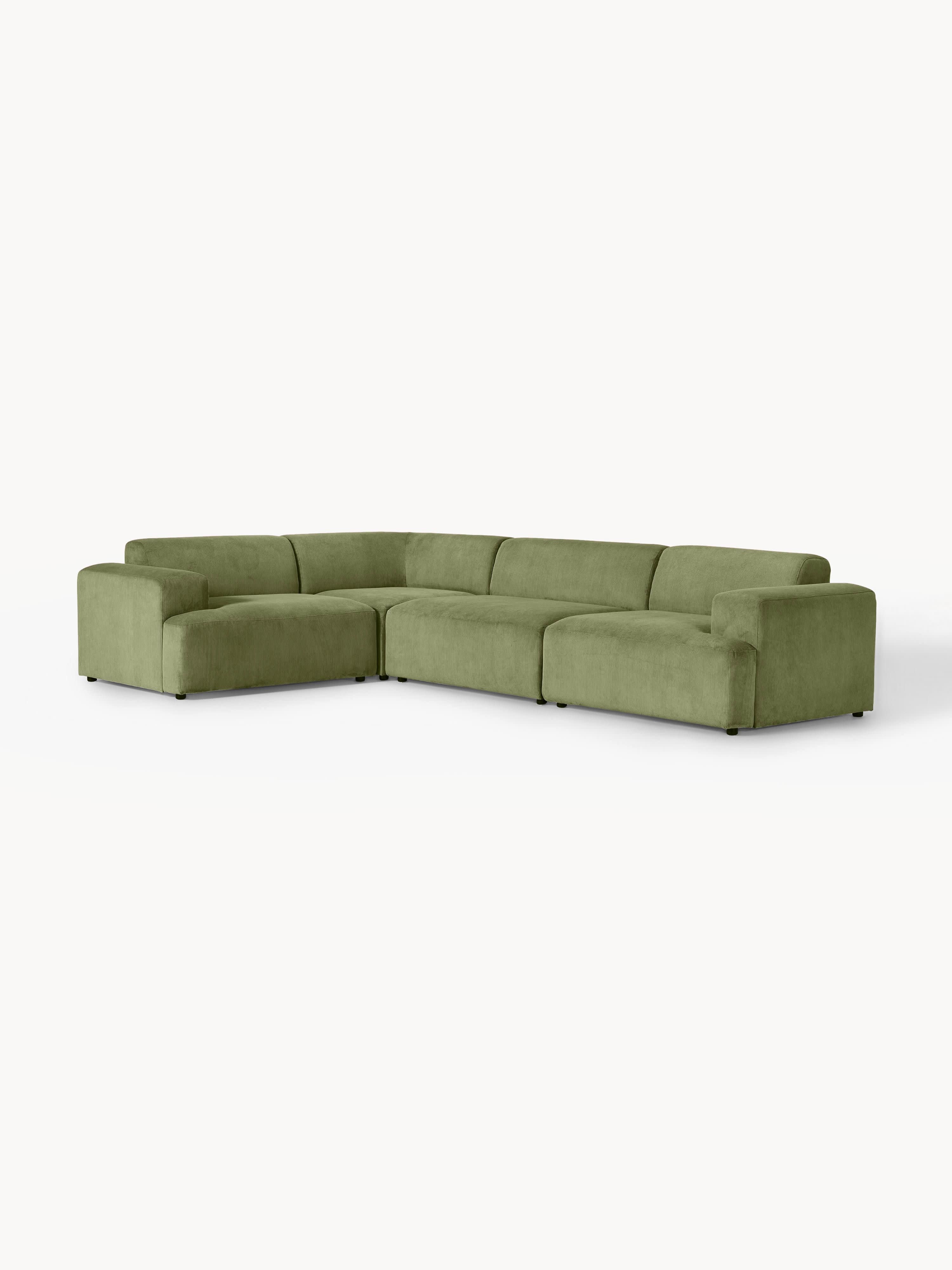 Melva Large Corduroy Corner Sofa (4-seater)