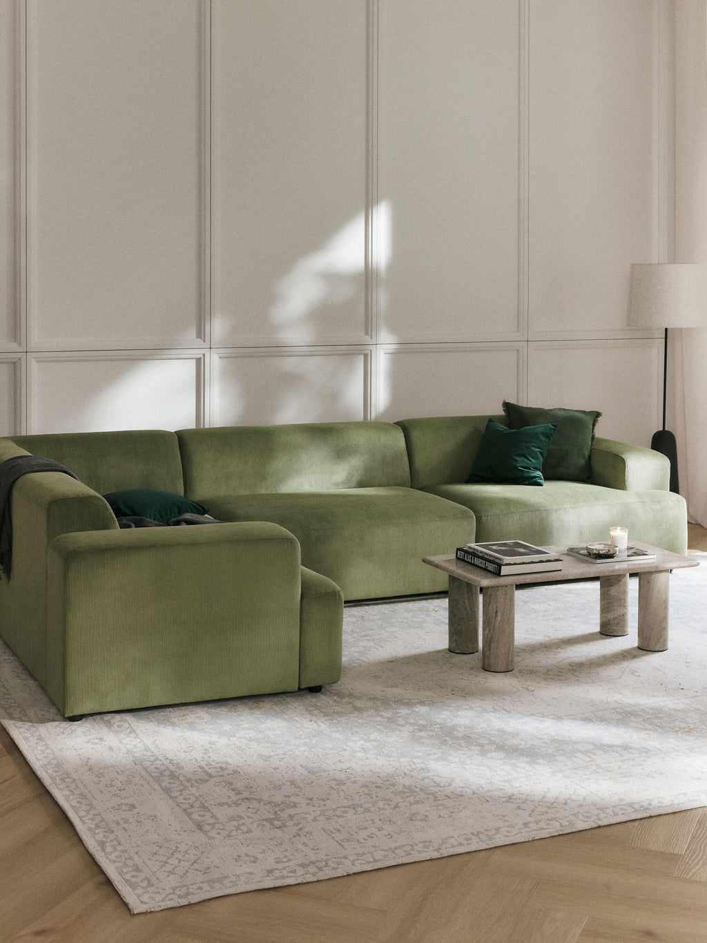 Melva Large Corduroy Corner Sofa (4-seater)