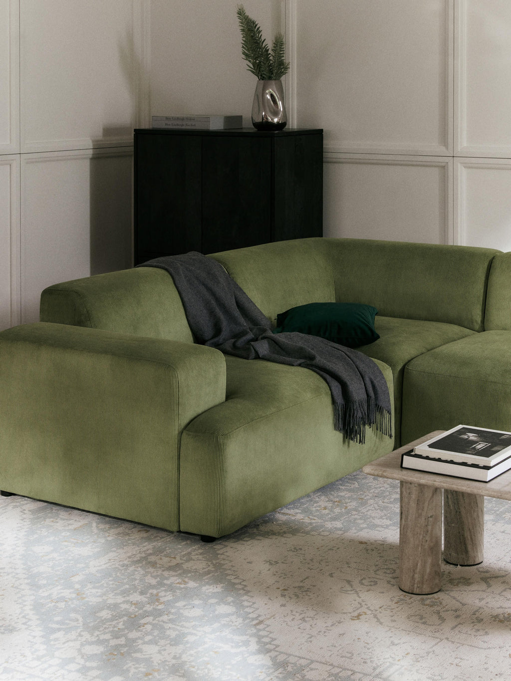 Melva Large Corduroy Corner Sofa (4-seater)