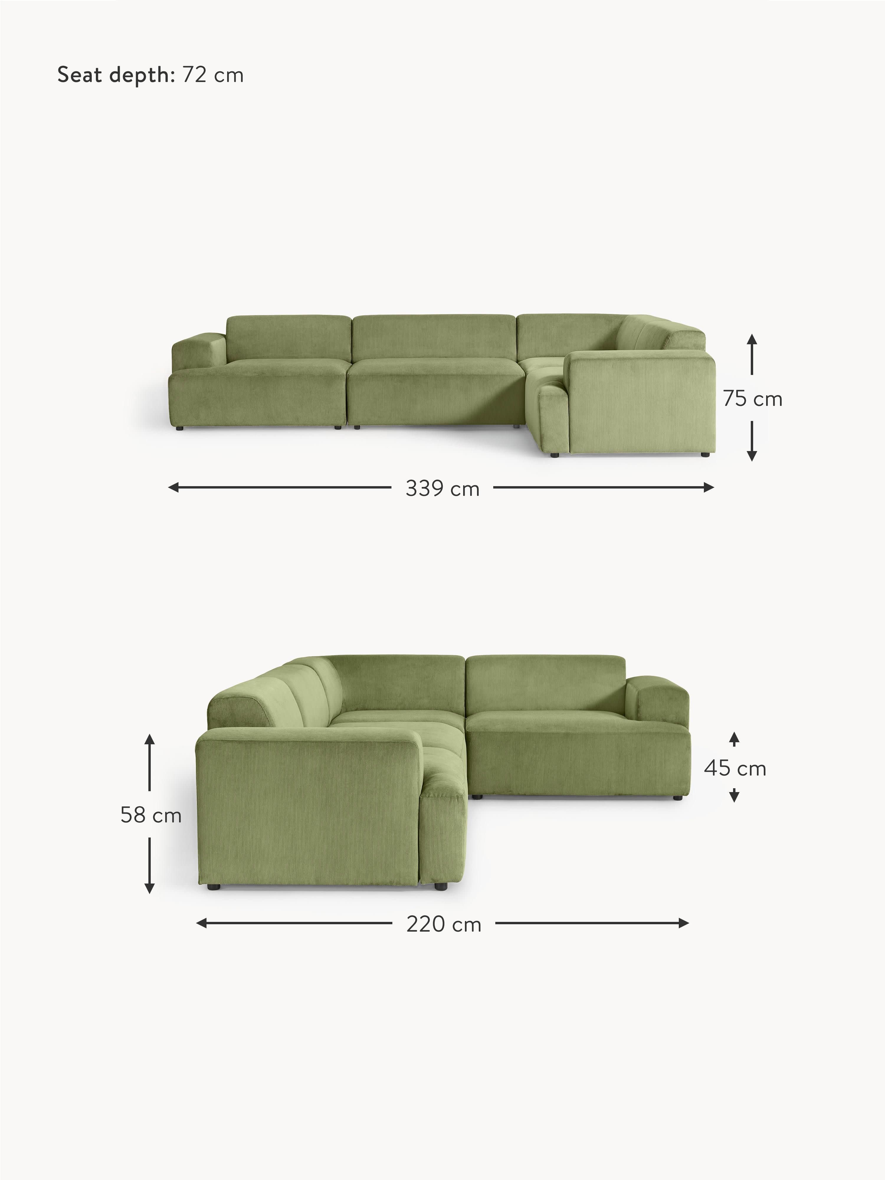 Melva Large Corduroy Corner Sofa (4-seater)