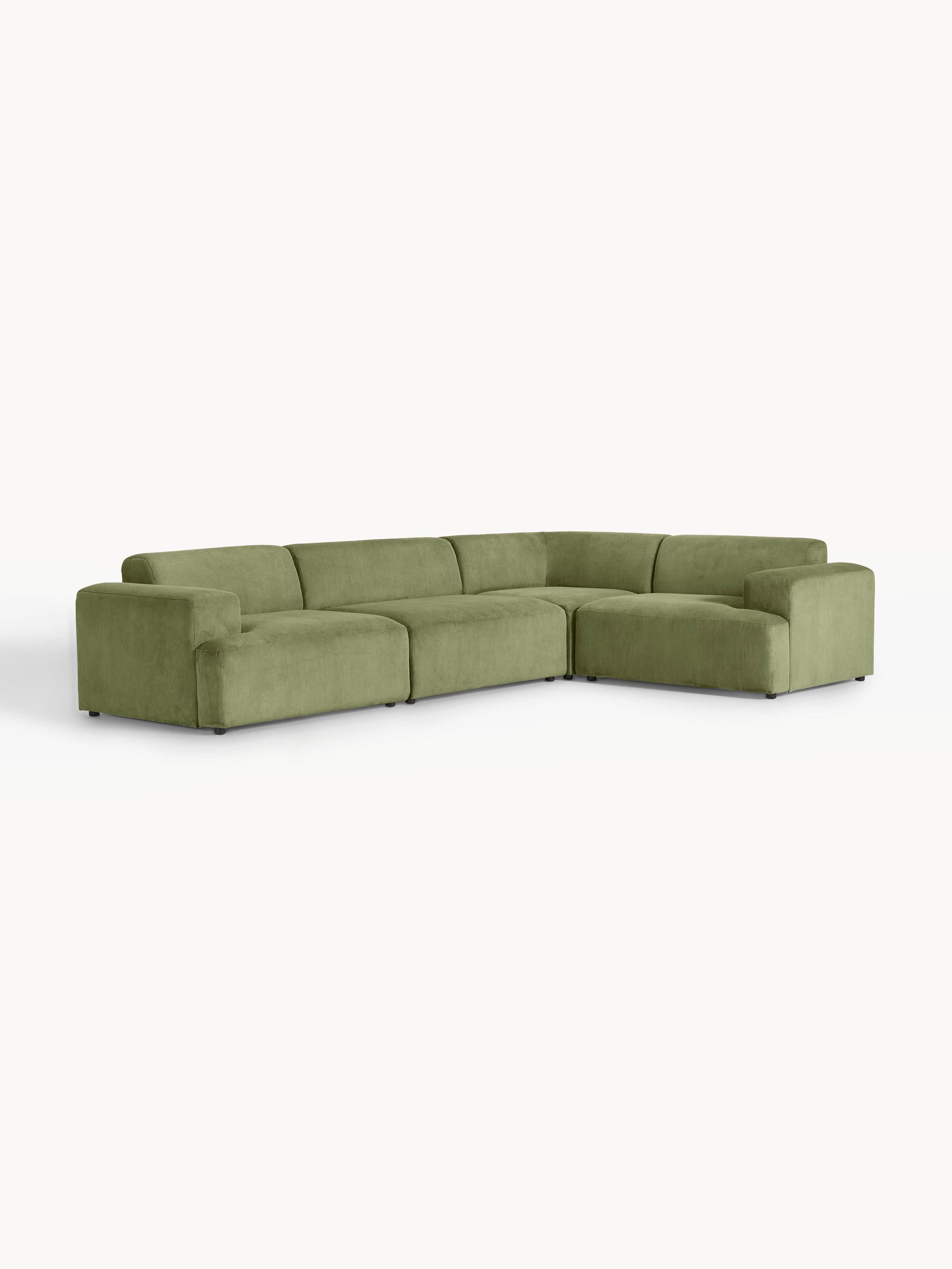 Melva Large Corduroy Corner Sofa (4-seater)