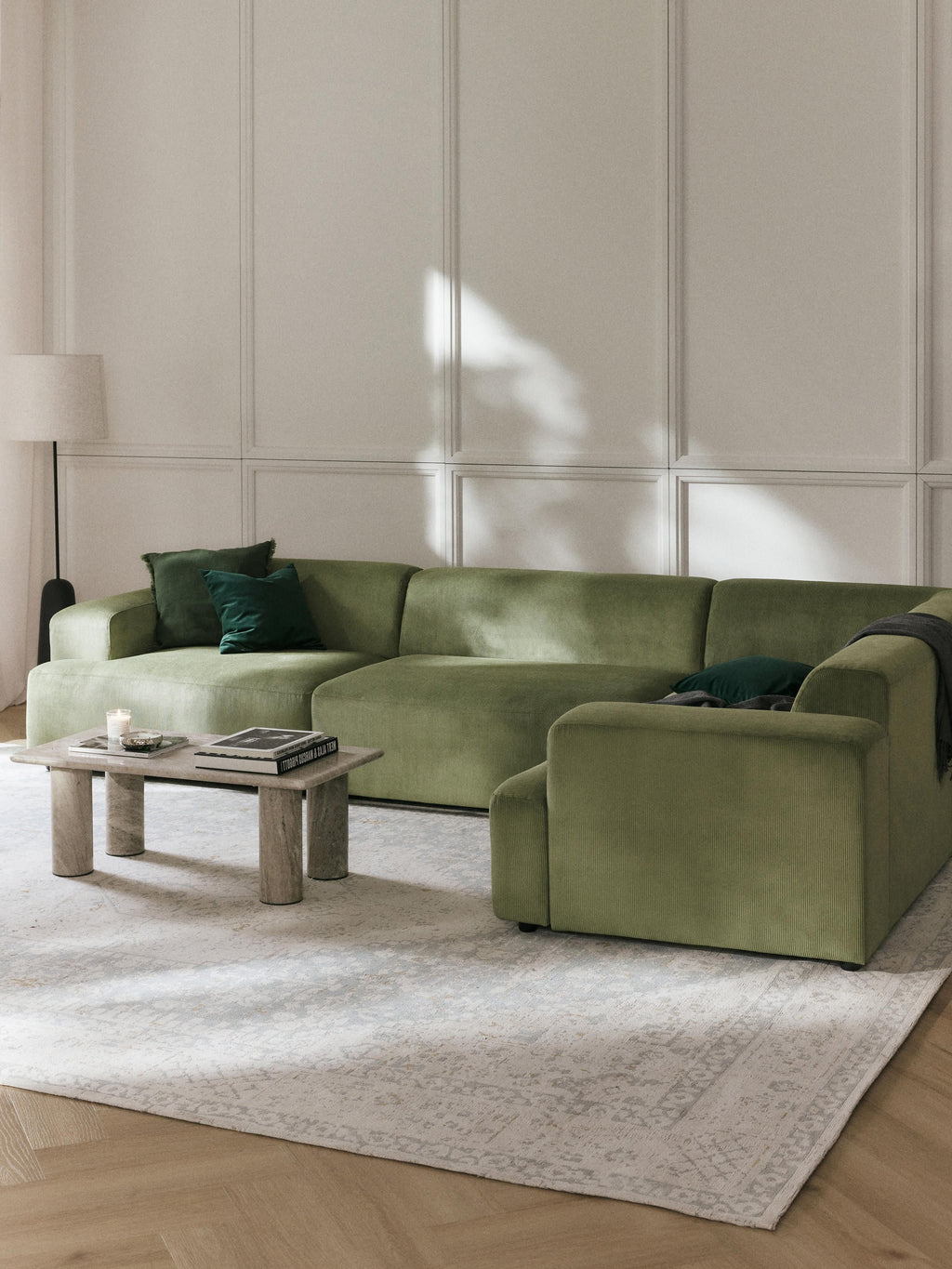 Melva Large Corduroy Corner Sofa (4-seater)