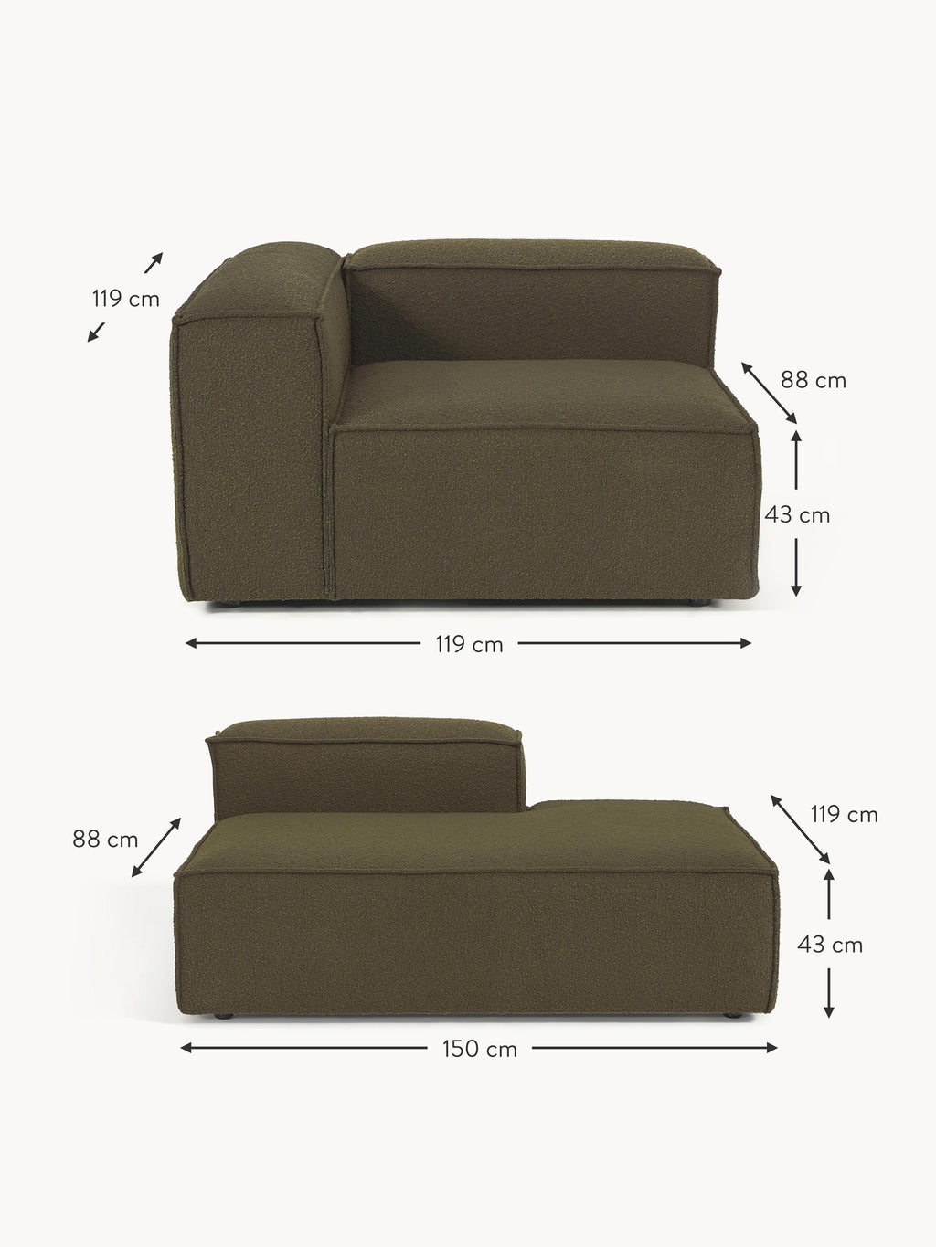 Lennon Bouclé Modular Ottoman