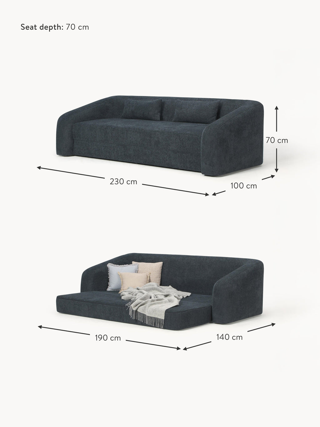 Eliot Teddy Bouclé Sofa Bed (3-seater)