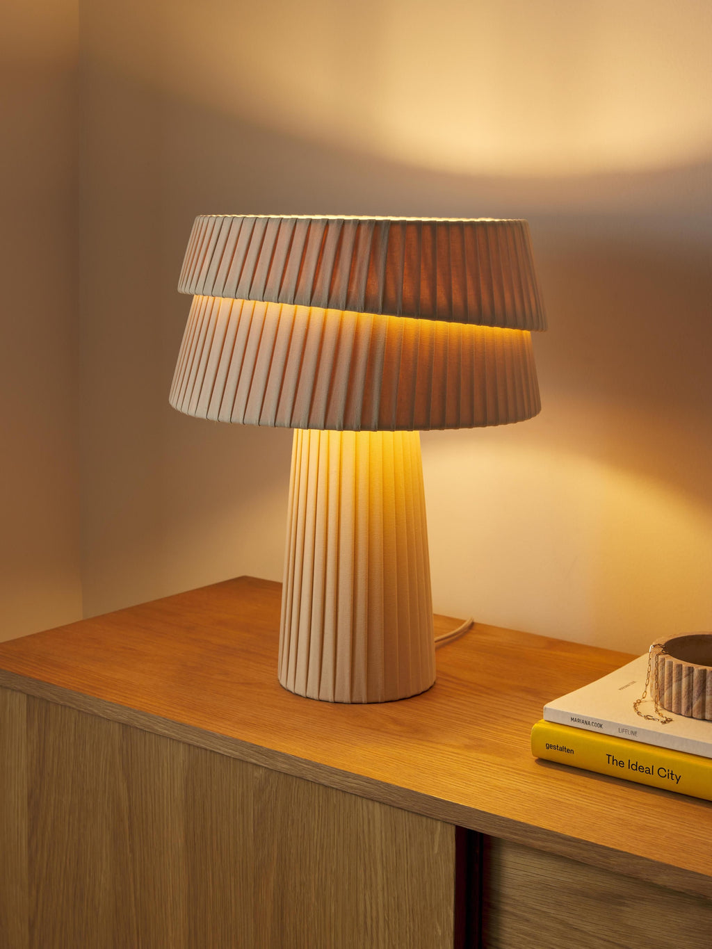Nyla Table Lamp with An Asymmetrical Lampshade