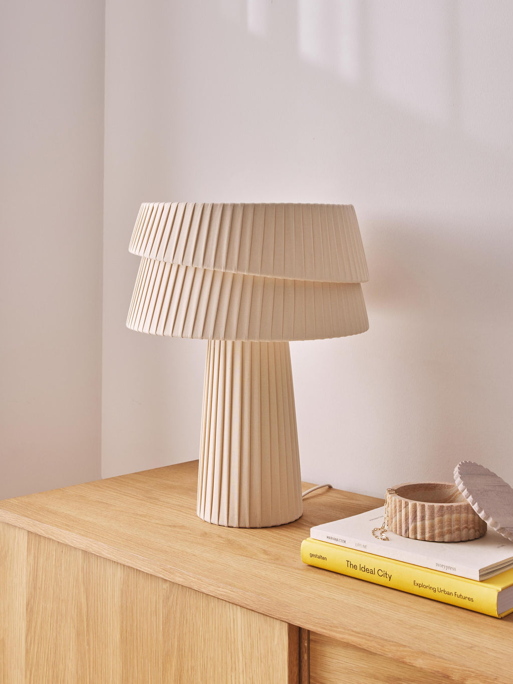 Nyla Table Lamp with An Asymmetrical Lampshade