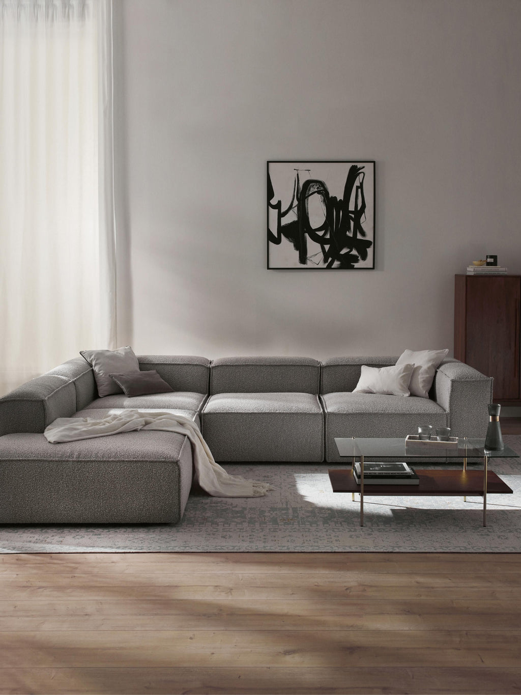 Lennon Bouclé Modular Corner Sofa (4-seater)