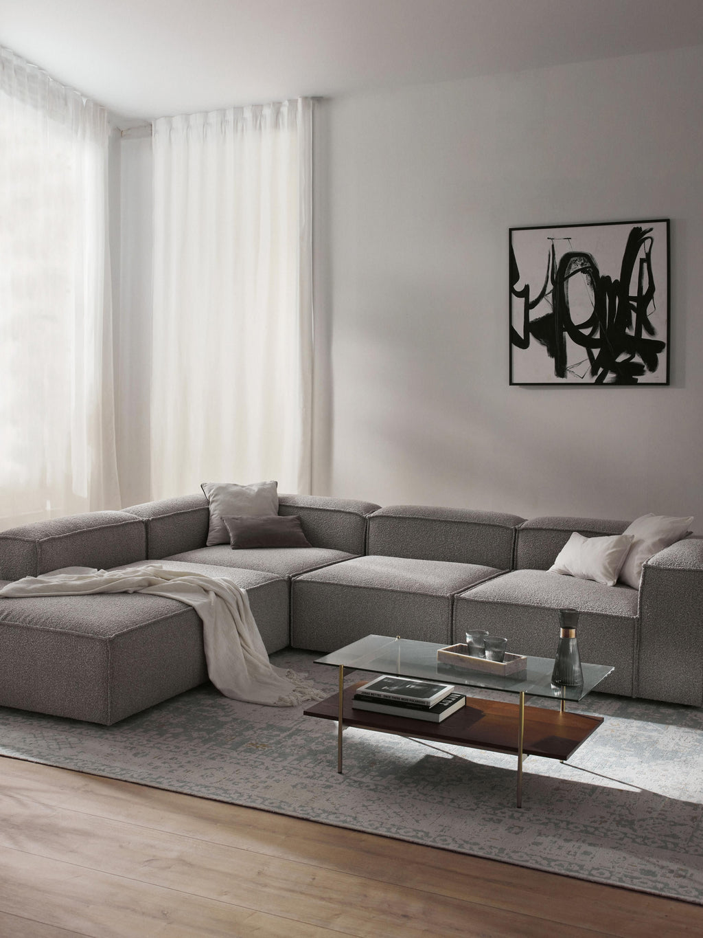 Lennon Bouclé Modular Corner Sofa (4-seater)