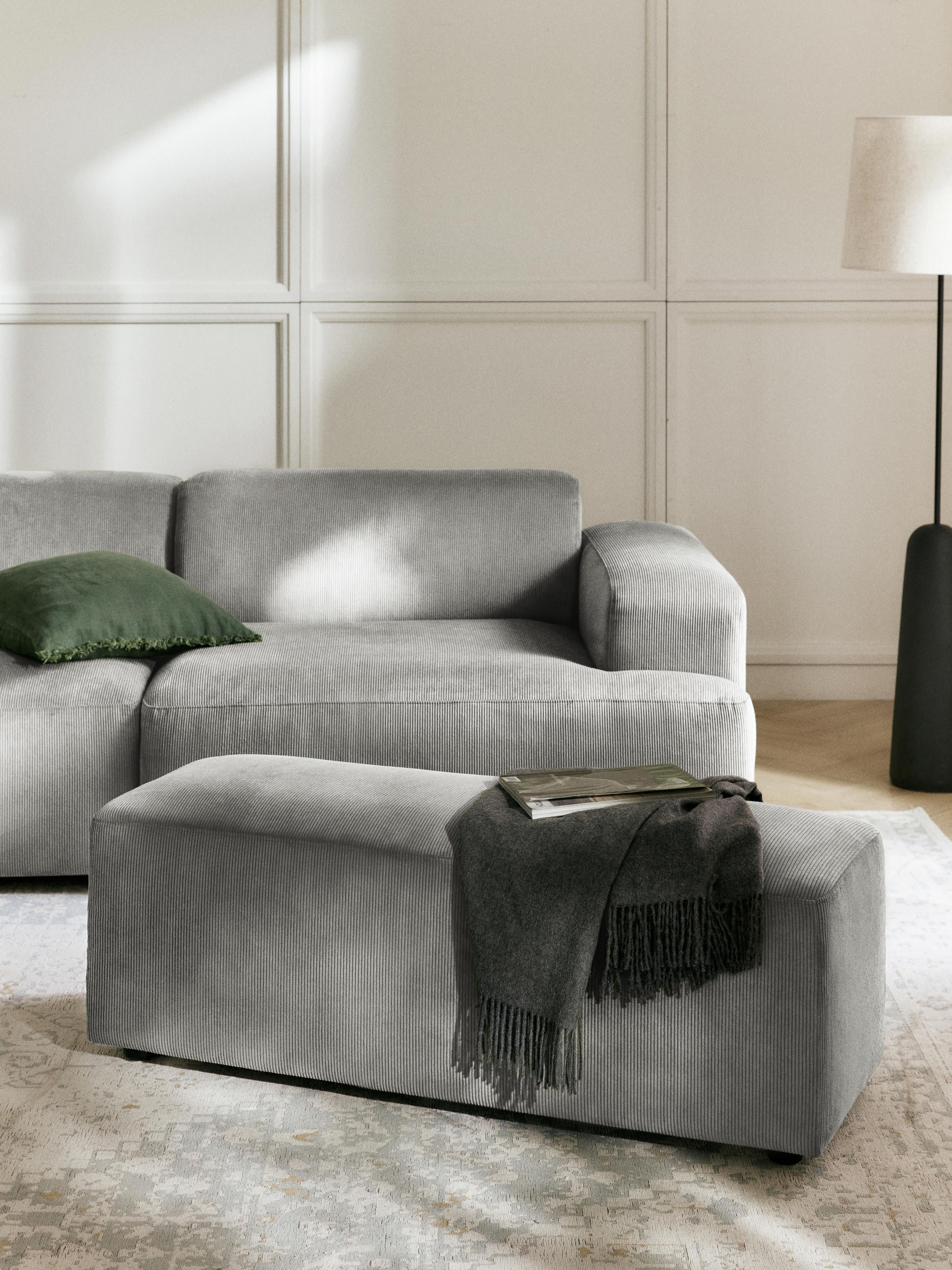 Melva XL Corduroy Ottoman, W 116 x D 42 cm