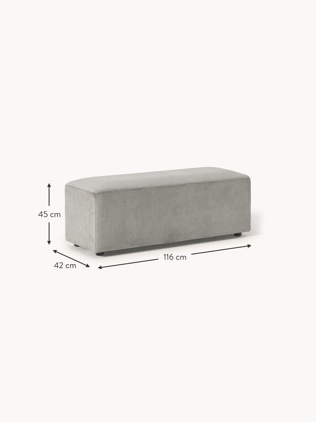 Melva XL Corduroy Ottoman, W 116 x D 42 cm