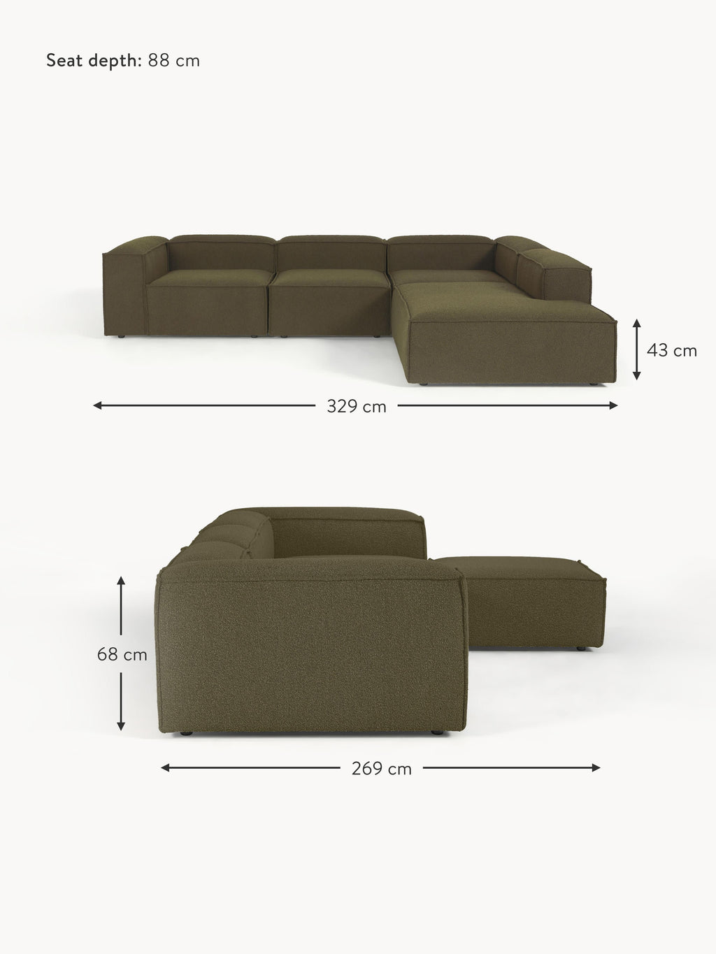 Lennon Bouclé Modular Corner Sofa (4-seater)