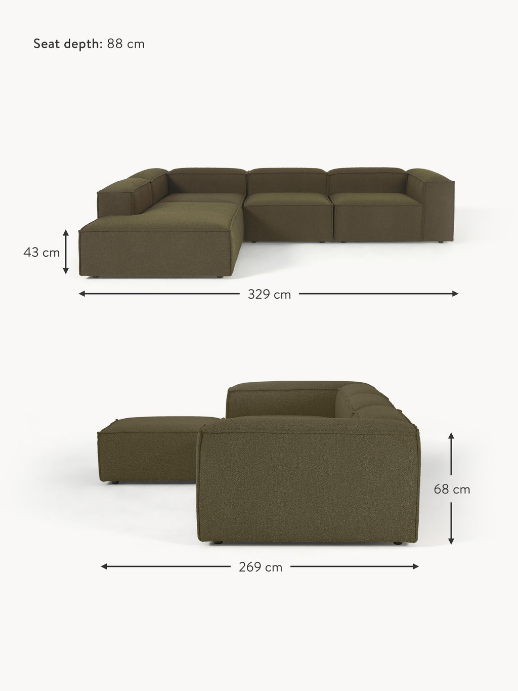 Lennon Bouclé Modular Corner Sofa (4-seater)